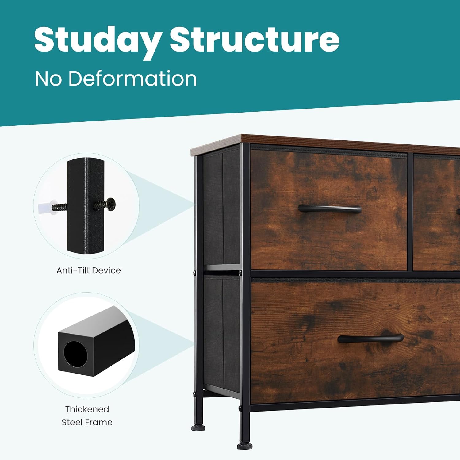 5 Drawer Dresser Nightstand 39.4"W x 20.9"H