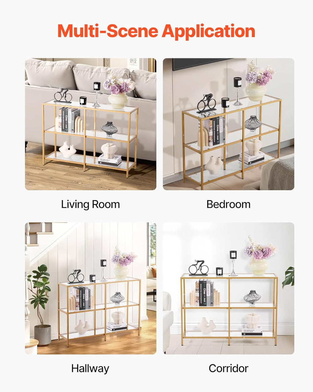39.4" Glass Console Table with Iron Legs