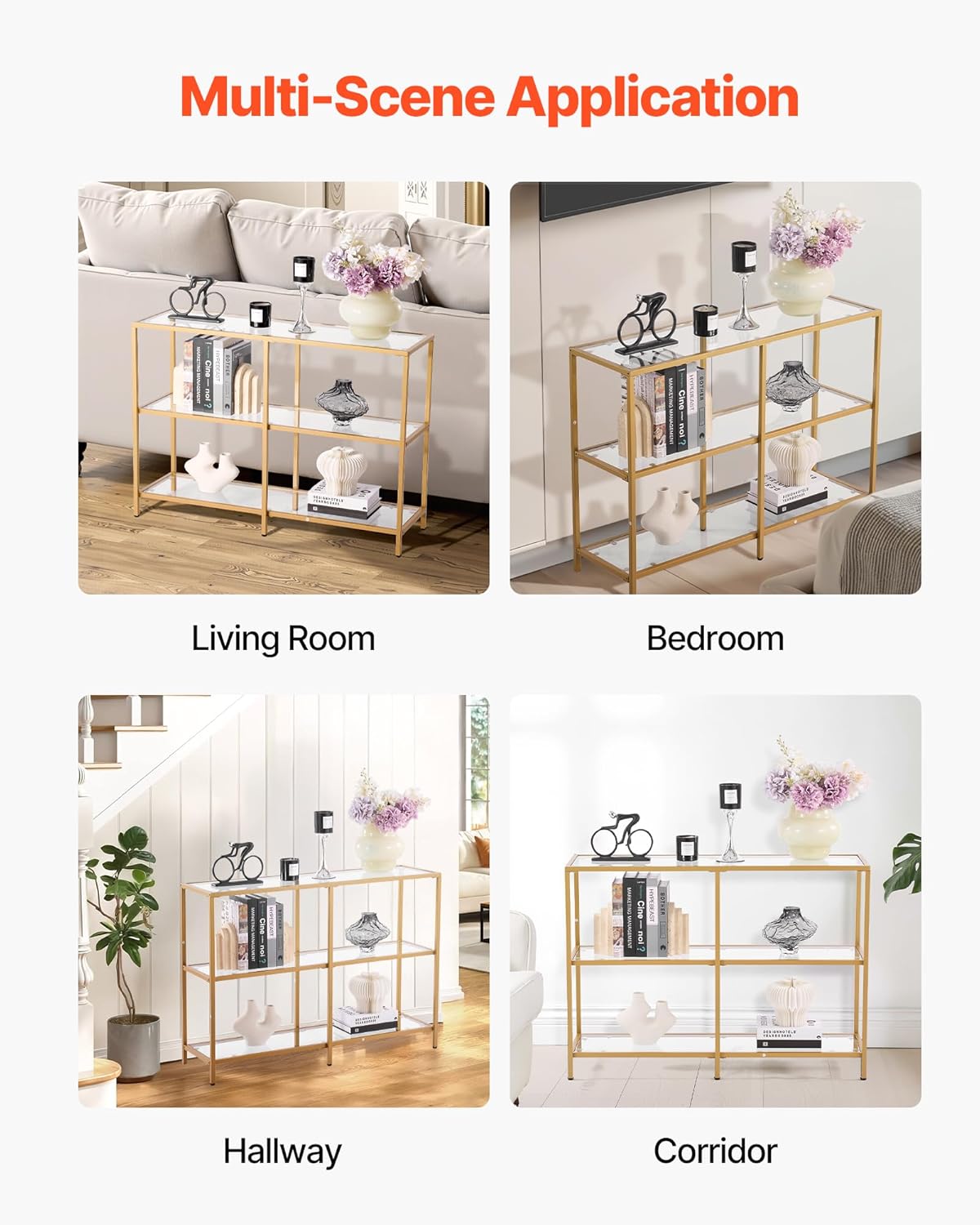 39.4" Glass Console Table with Iron Legs