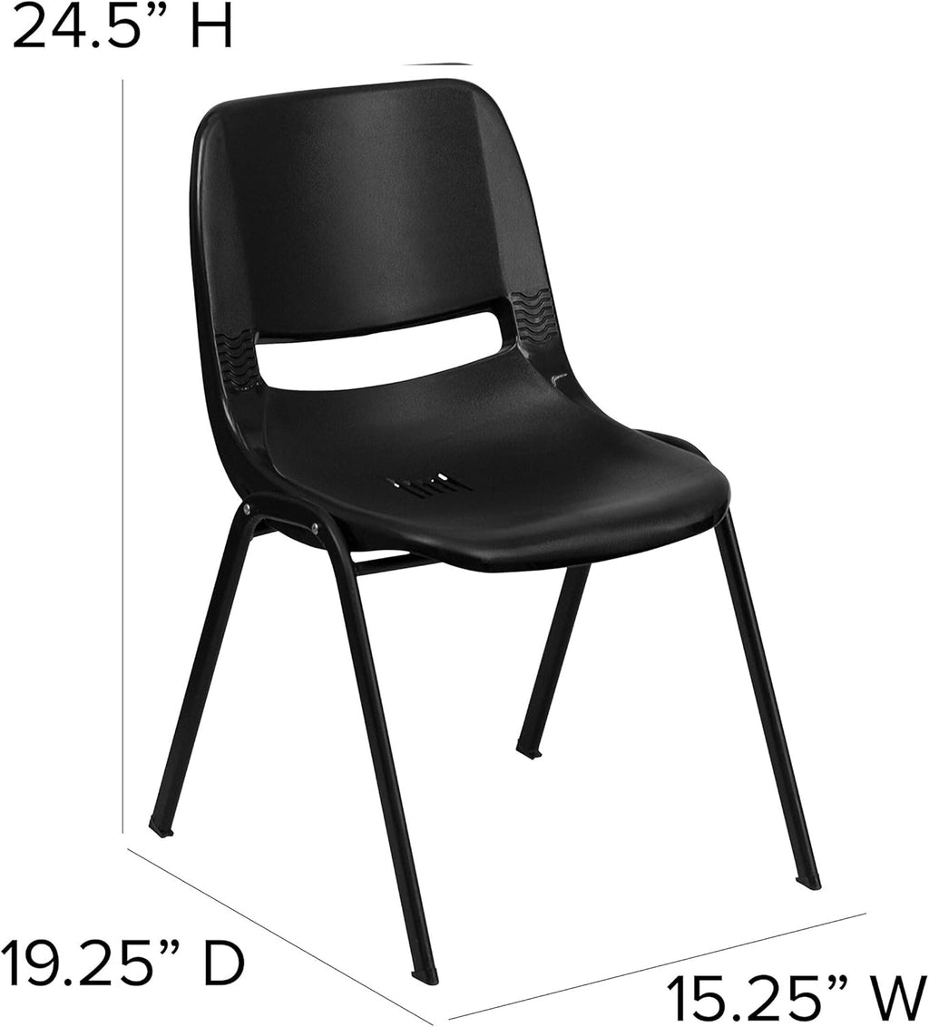 Kid's Black Ergonomic Stack Chair 14" Seat Height