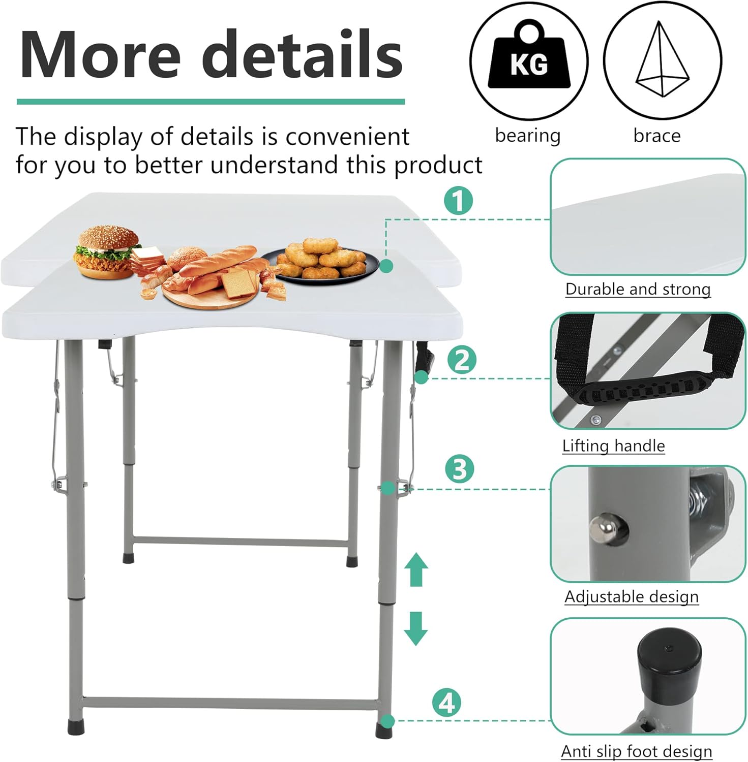 Folding Portable Table 70"x29"