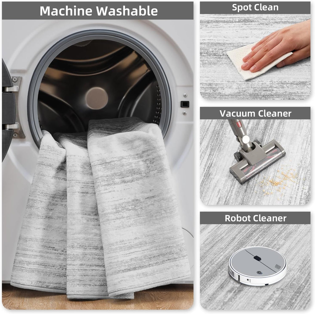 2x8 Grey Modern Abstract Runner Rug