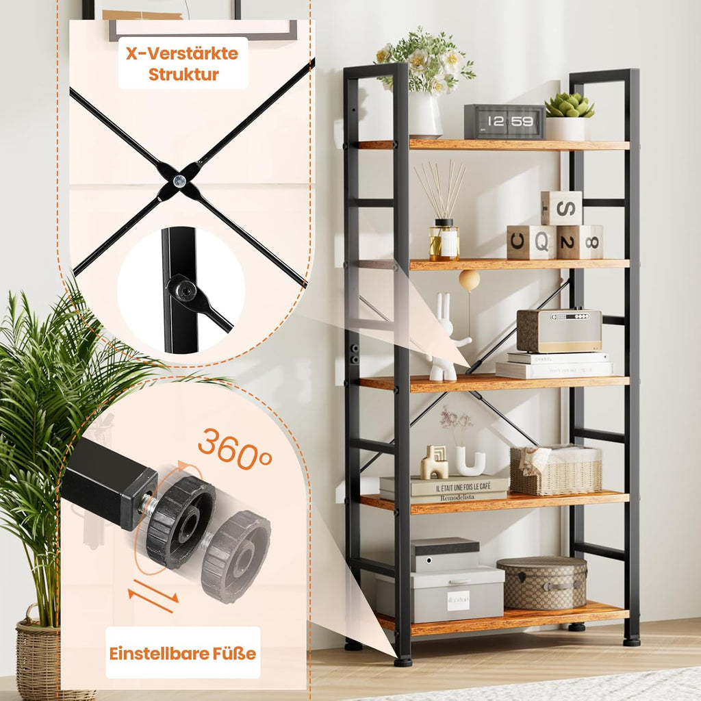 5-Tier Brown Bookshelf
