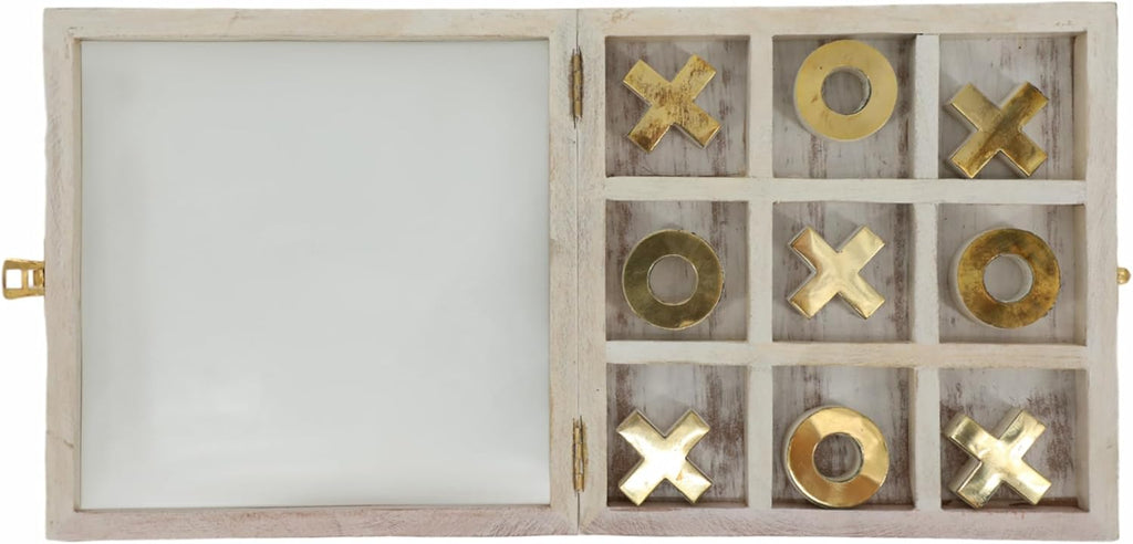 Wooden Tic Tac Toe Game 8" with Glass Lid