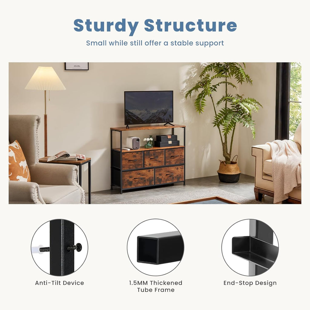 TV Stand Dresser with 5 Drawers for 45" TV