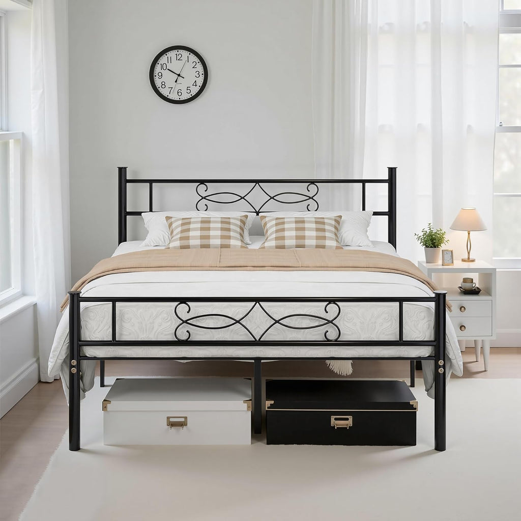 Twin Size Metal Platform Bed Frame with Headboard