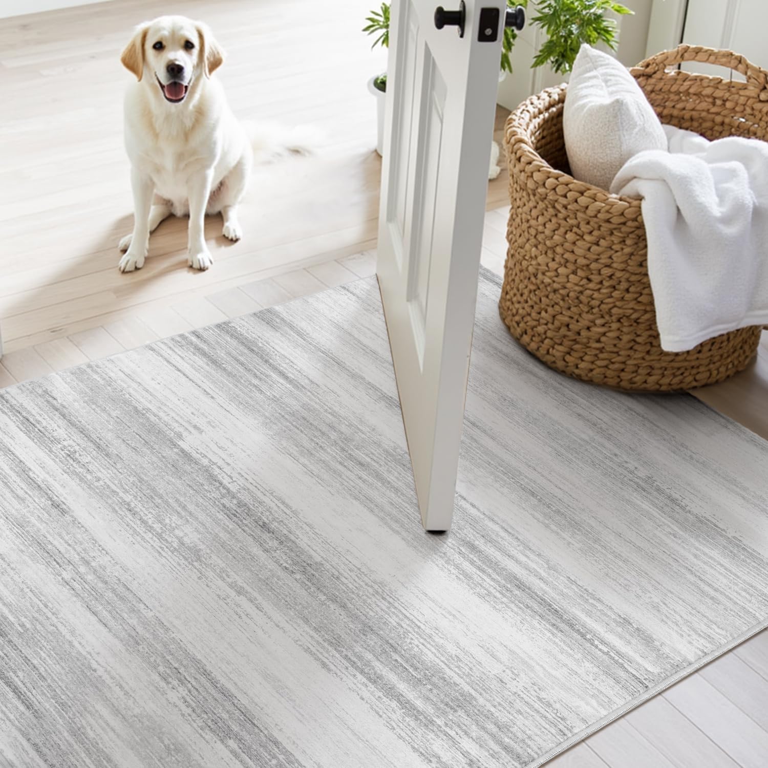 2x8 Grey Modern Abstract Runner Rug