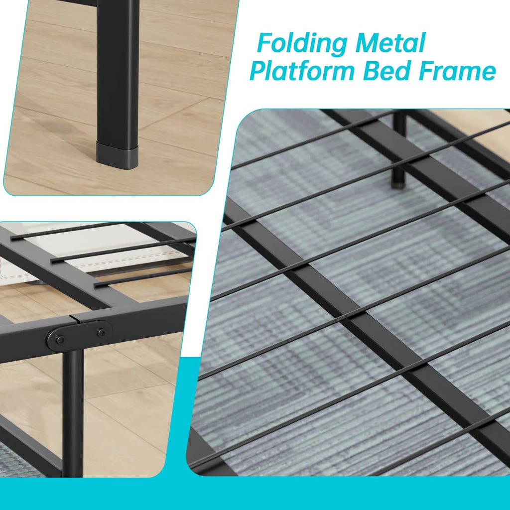 Twin Metal Bed Frame with Steel Slats