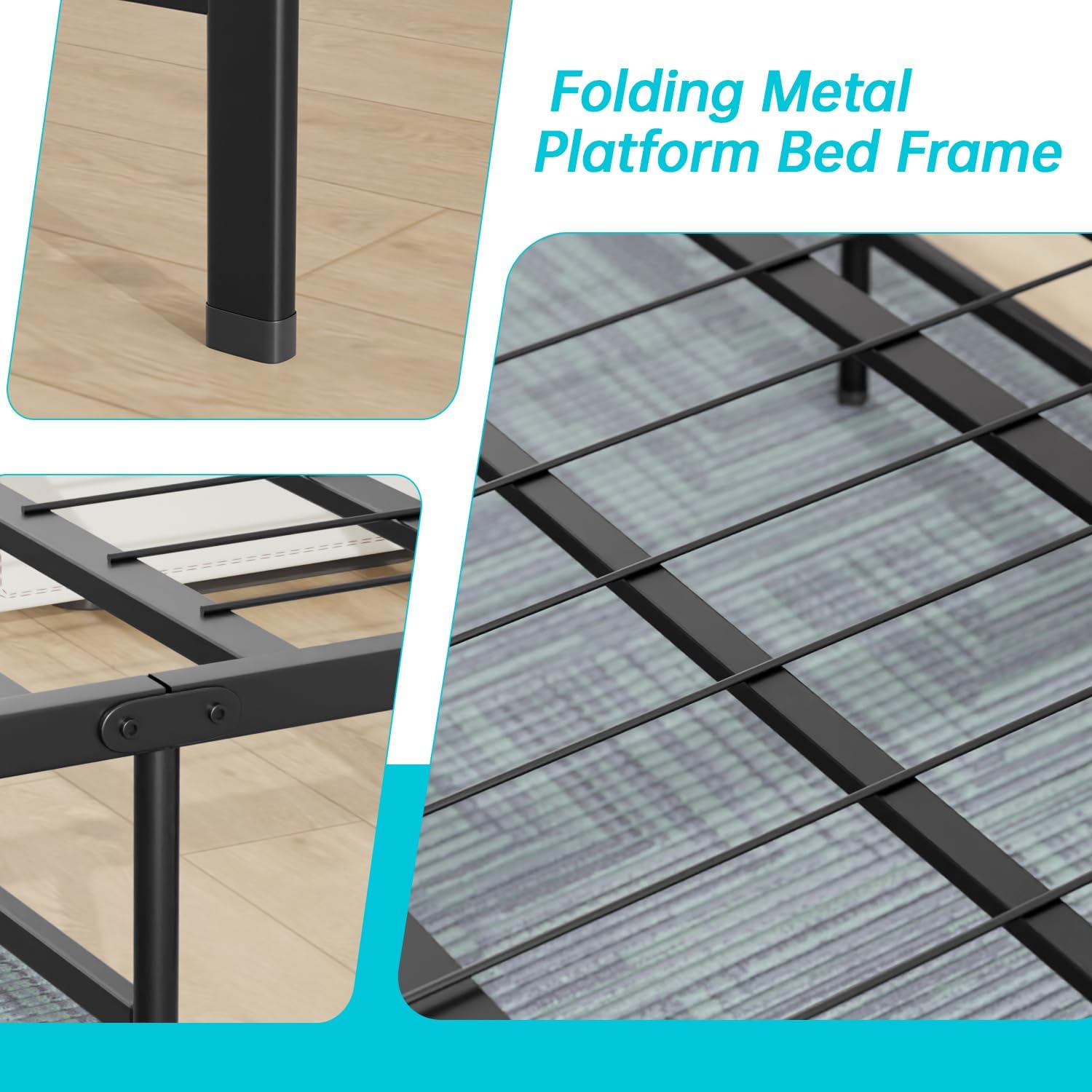 Twin Metal Bed Frame with Steel Slats