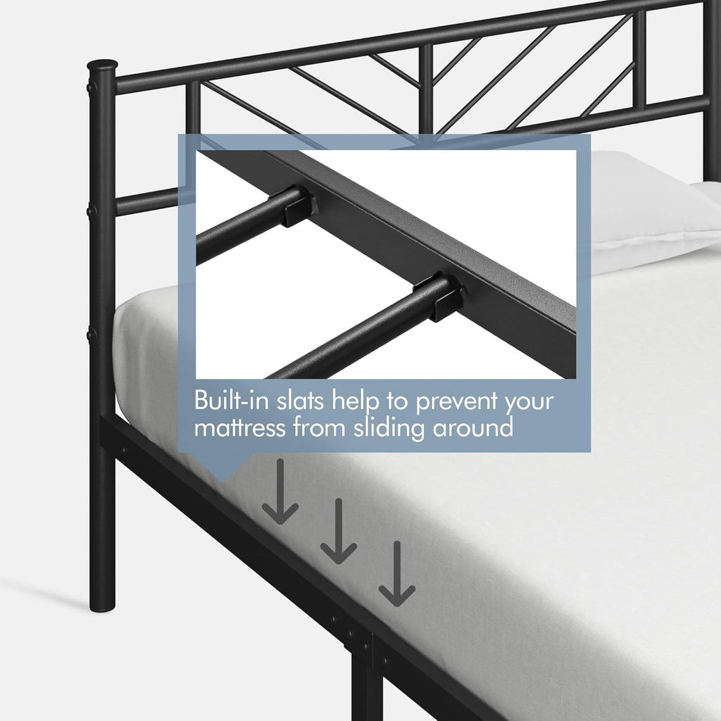 Twin Size Metal Platform Bed Frame with Headboard