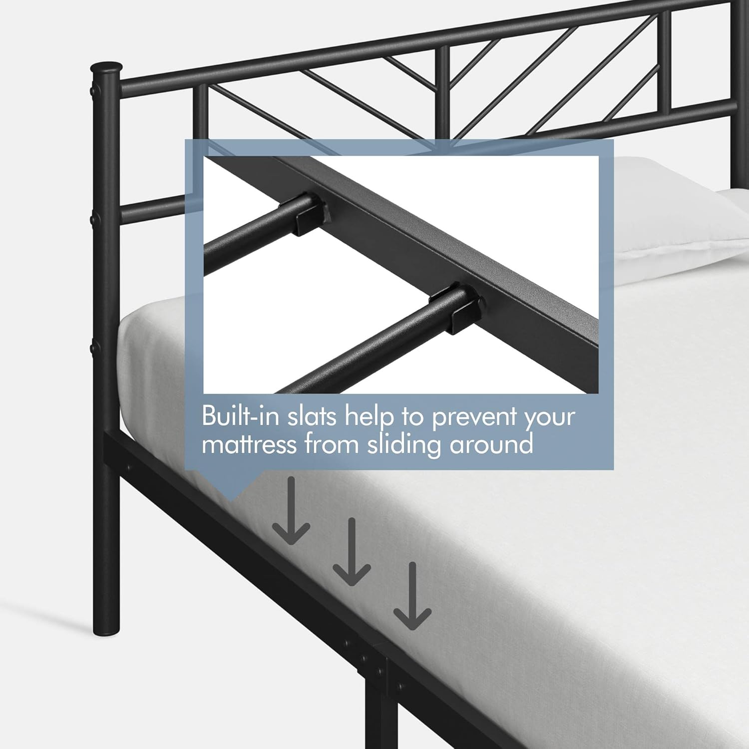 Twin Size Metal Platform Bed Frame with Headboard