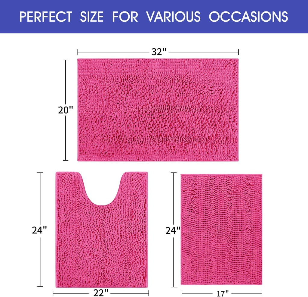 3-Piece Plush Bathroom Rug Set