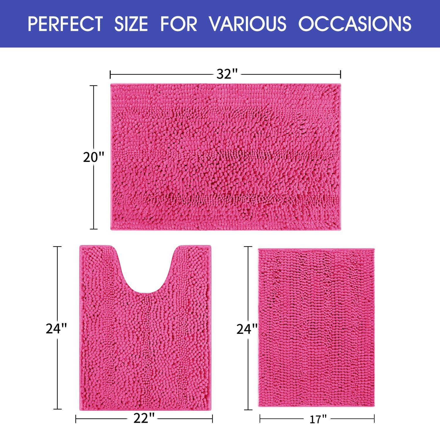 3-Piece Plush Bathroom Rug Set