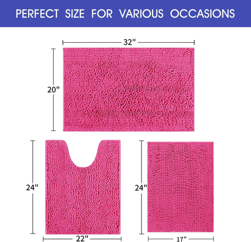 3-Piece Plush Bathroom Rug Set