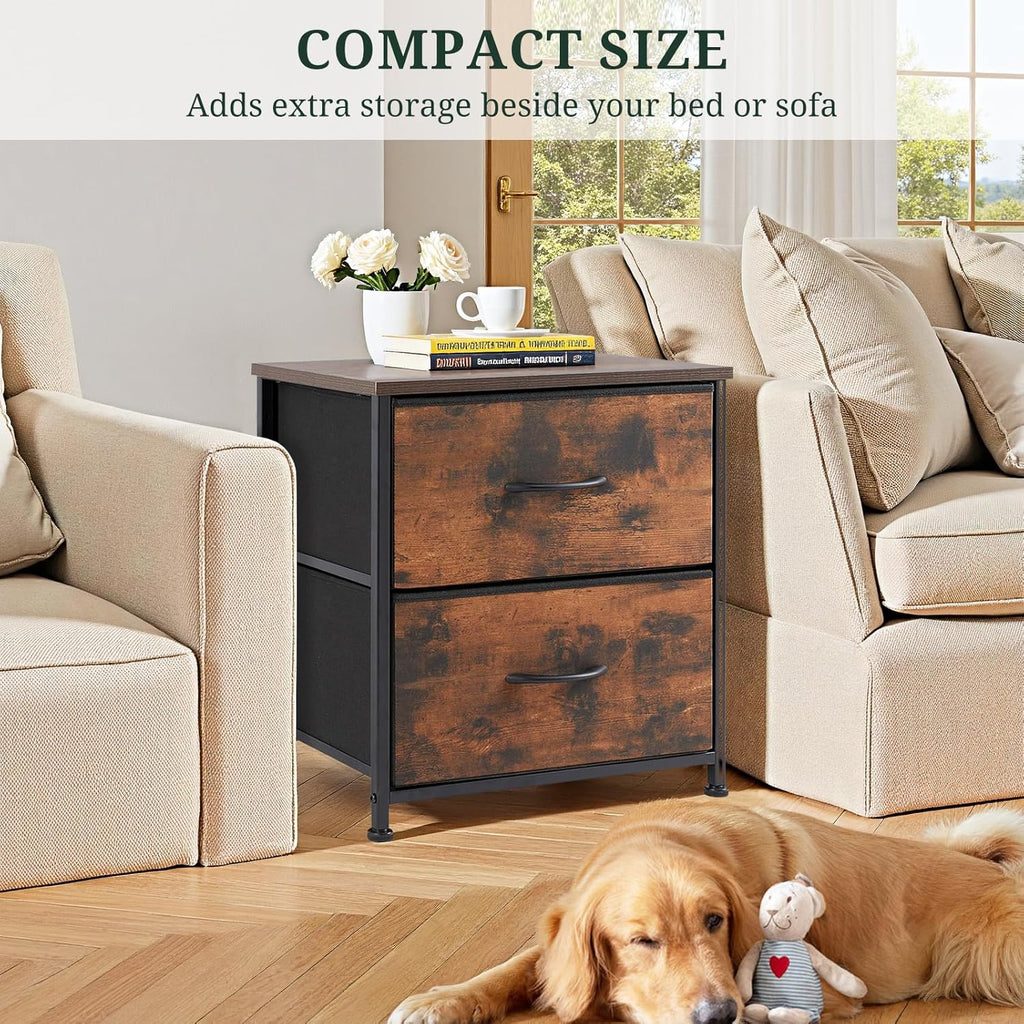 Small 2 Drawer Nightstand 11.8"D x 18"W x 20"