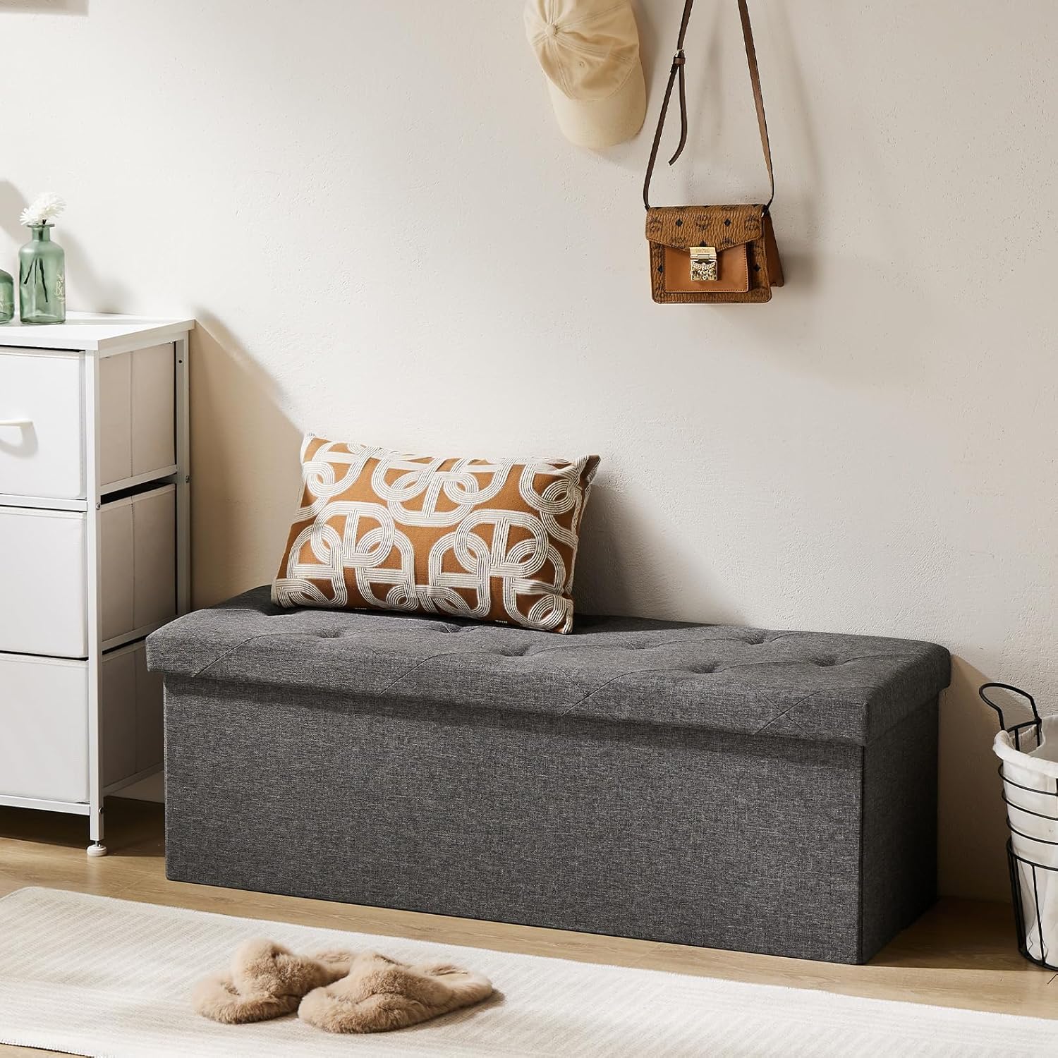 Large 43in Foldable Storage Ottoman