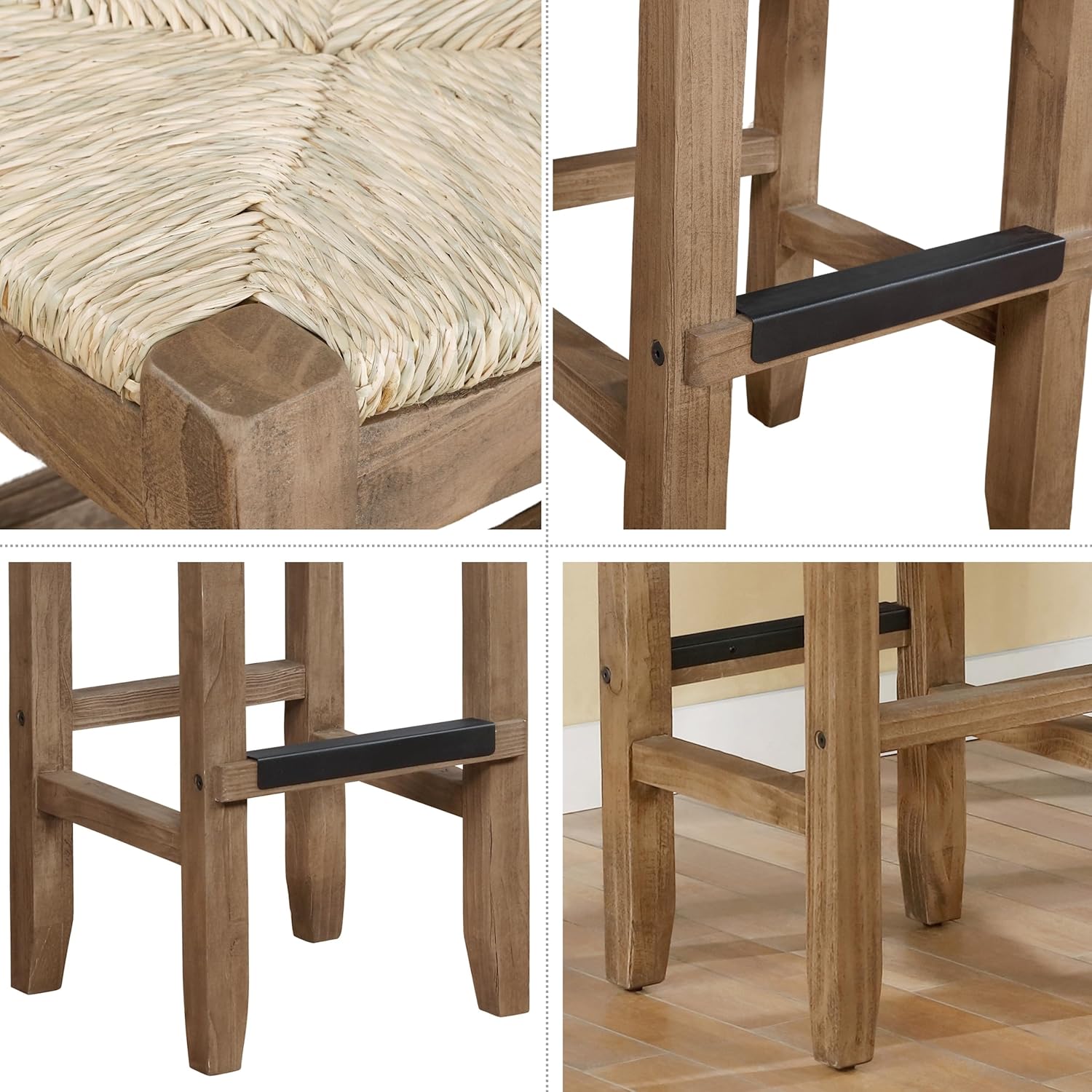 26-Inch Counter Height Stool with Seagrass Seat