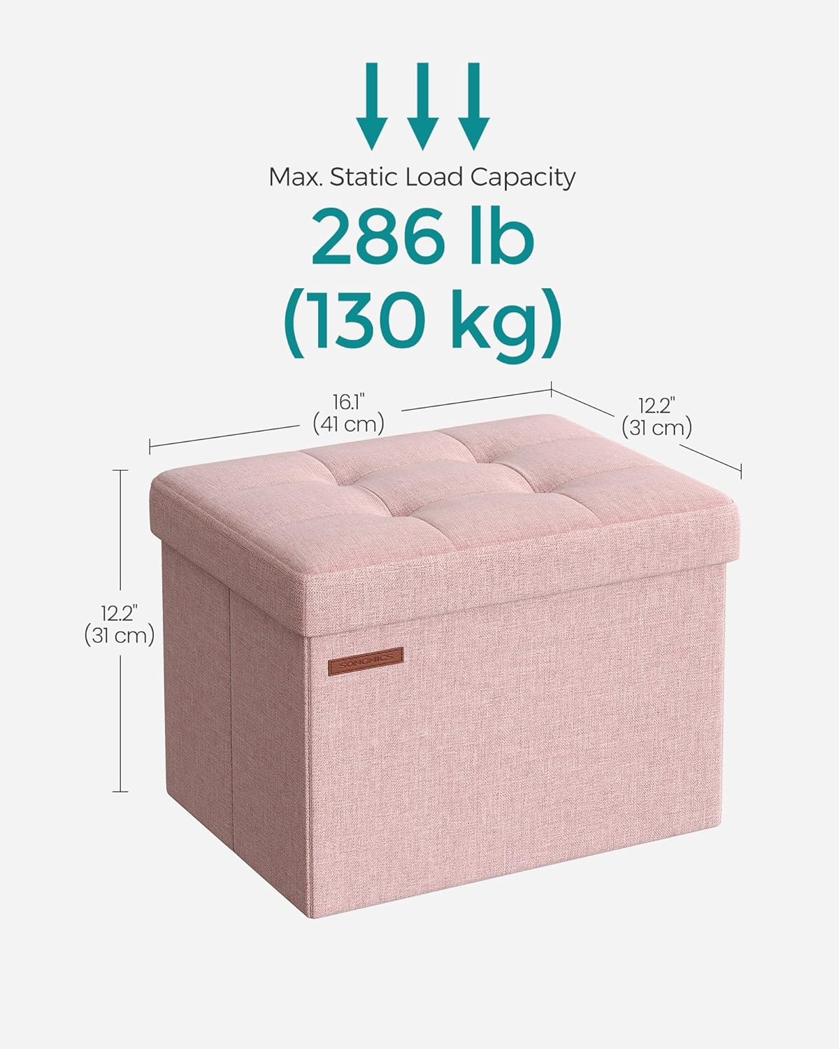 Small Folding Storage Ottoman 12.2"x16.1"
