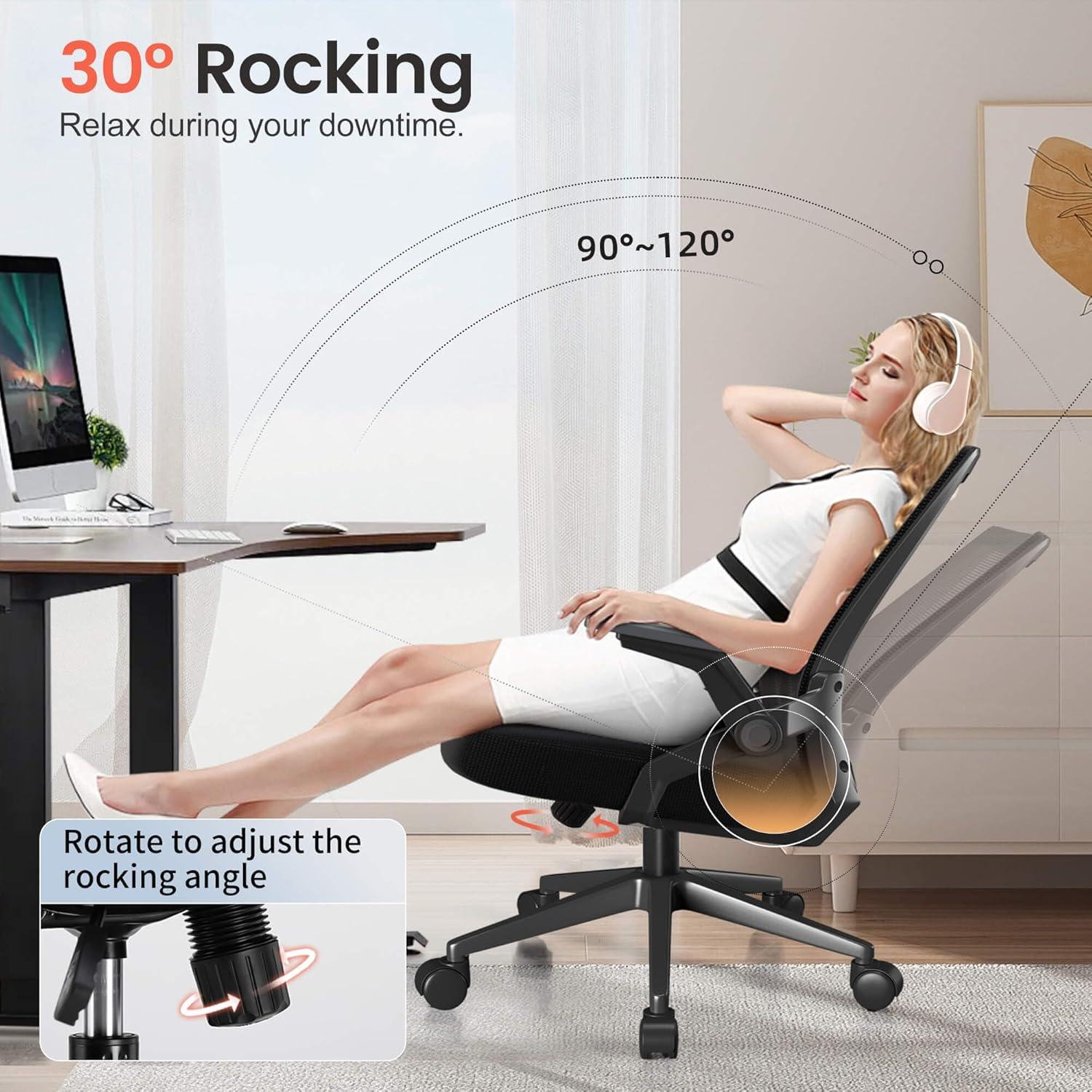 Ergonomic Office Chair with Flip-up Armrests