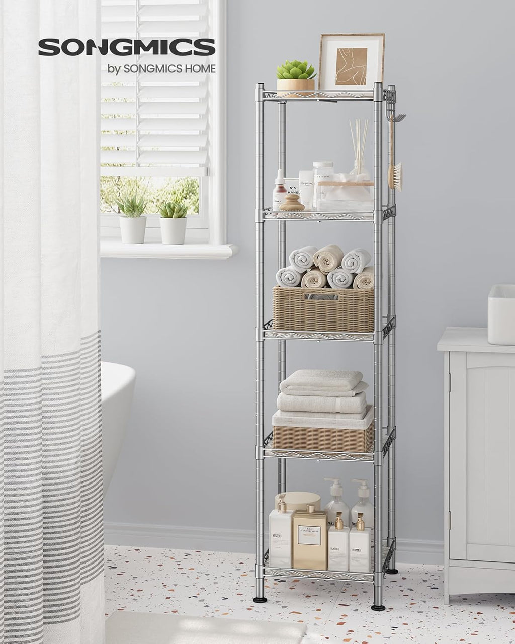 5-Tier Bathroom Shelf Storage Rack