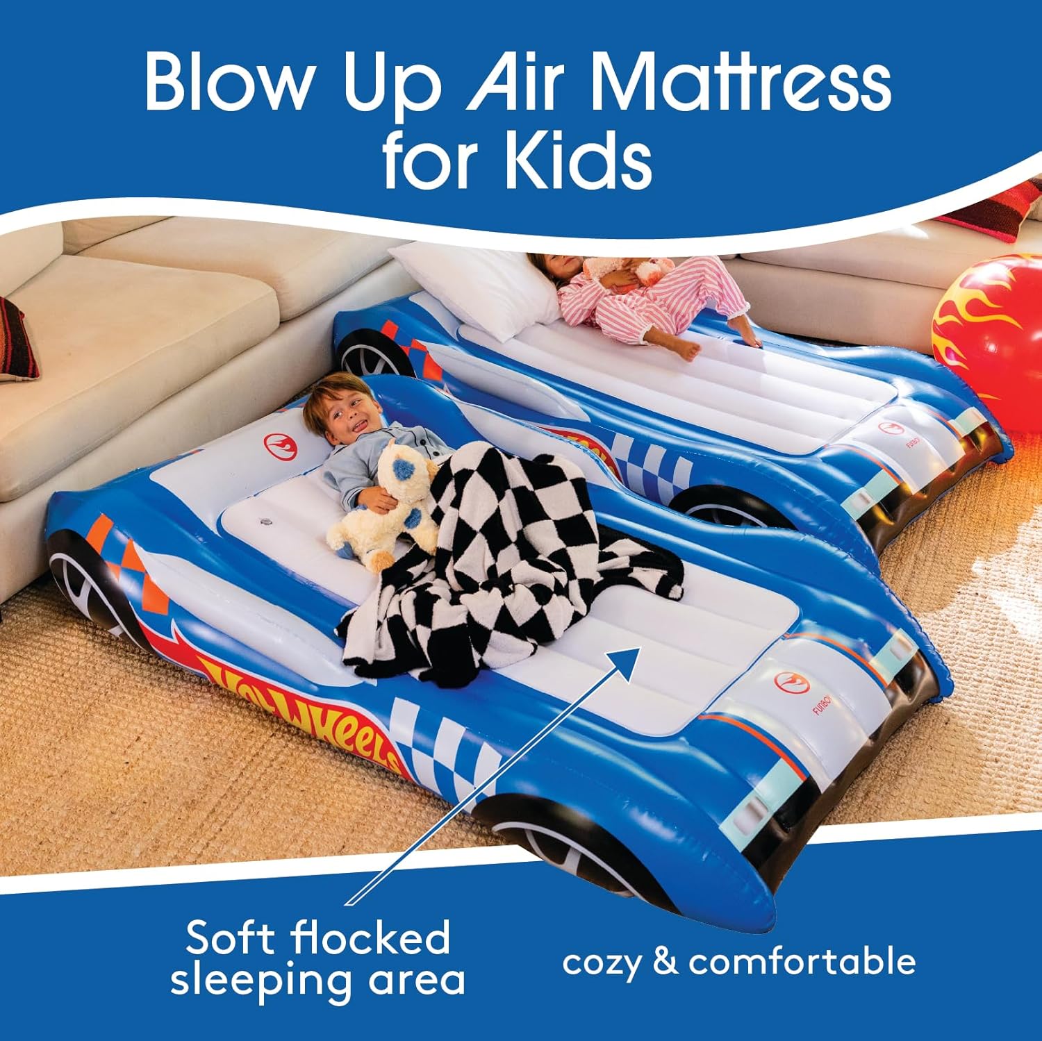 Twin Hot Wheels & FUNBOY Kids Air Mattress with Storage Bag