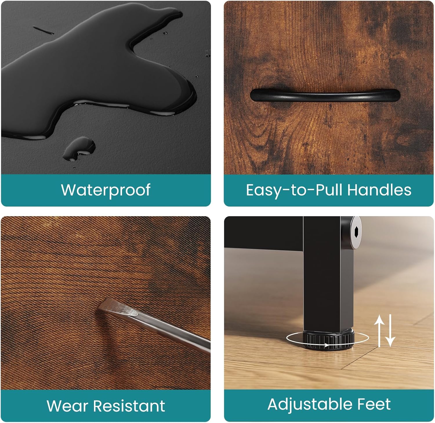 Black Fabric 5-Drawer Dresser