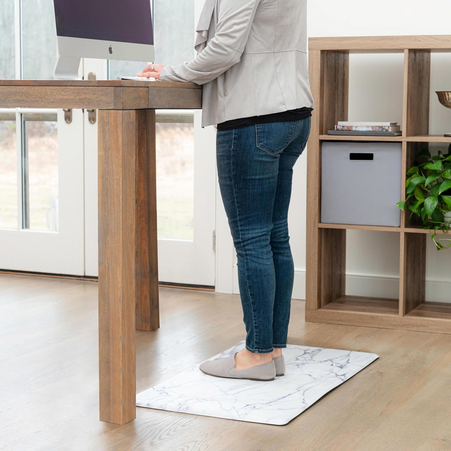 Marble White Anti Fatigue Kitchen Mat 18"x30"