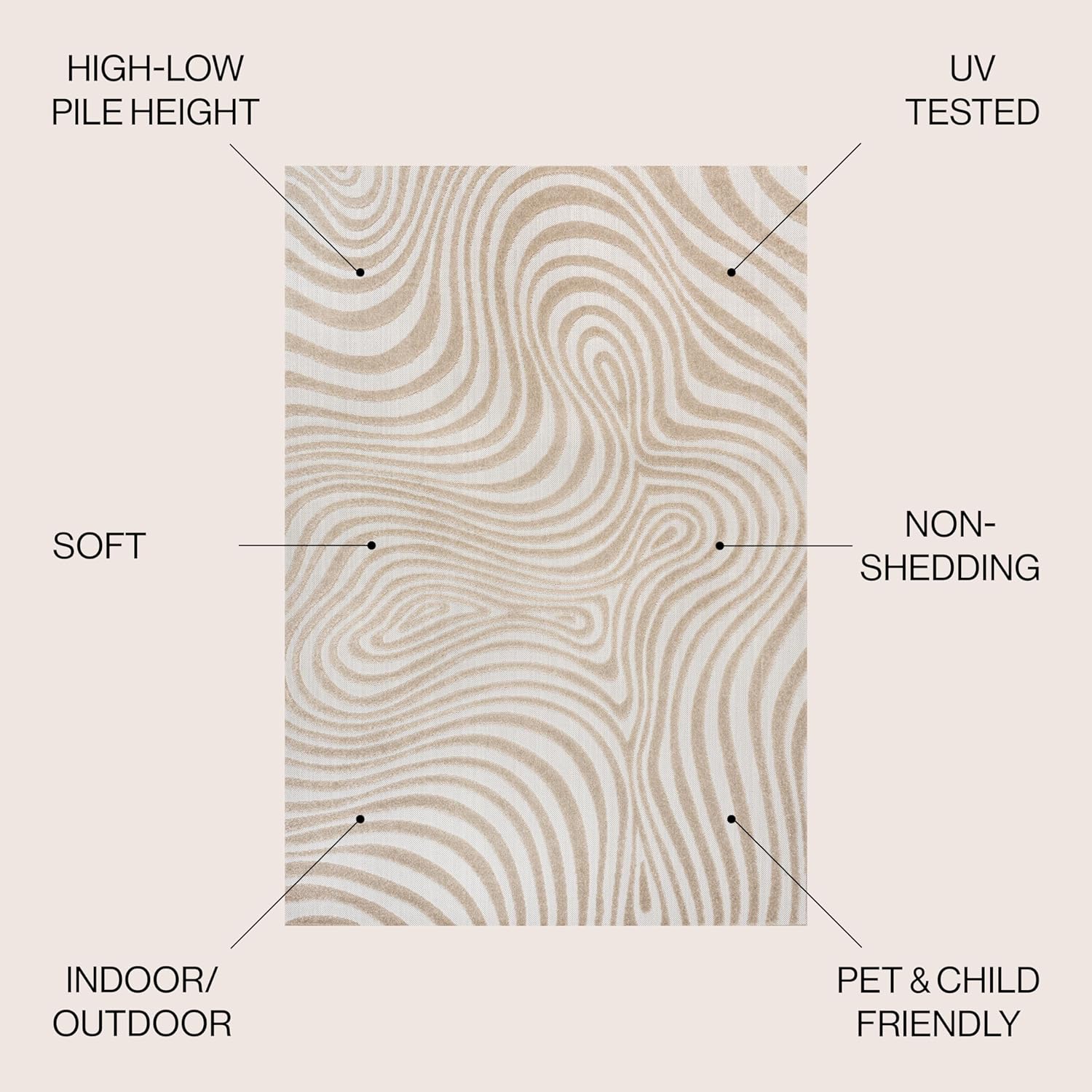 3x5 Beige/Cream Indoor/Outdoor Area Rug