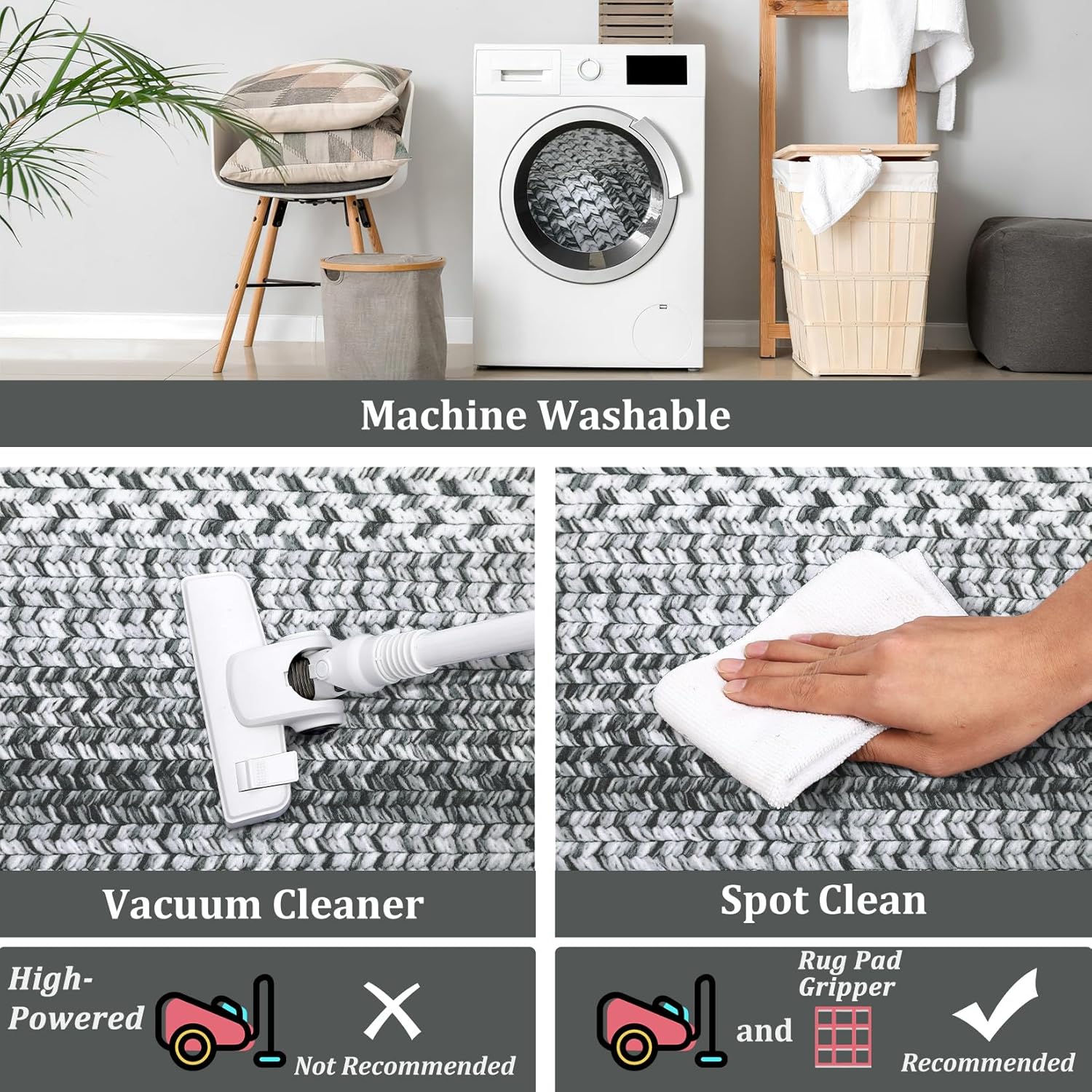 Printed 2x6 Runner Rug with Braided Pattern