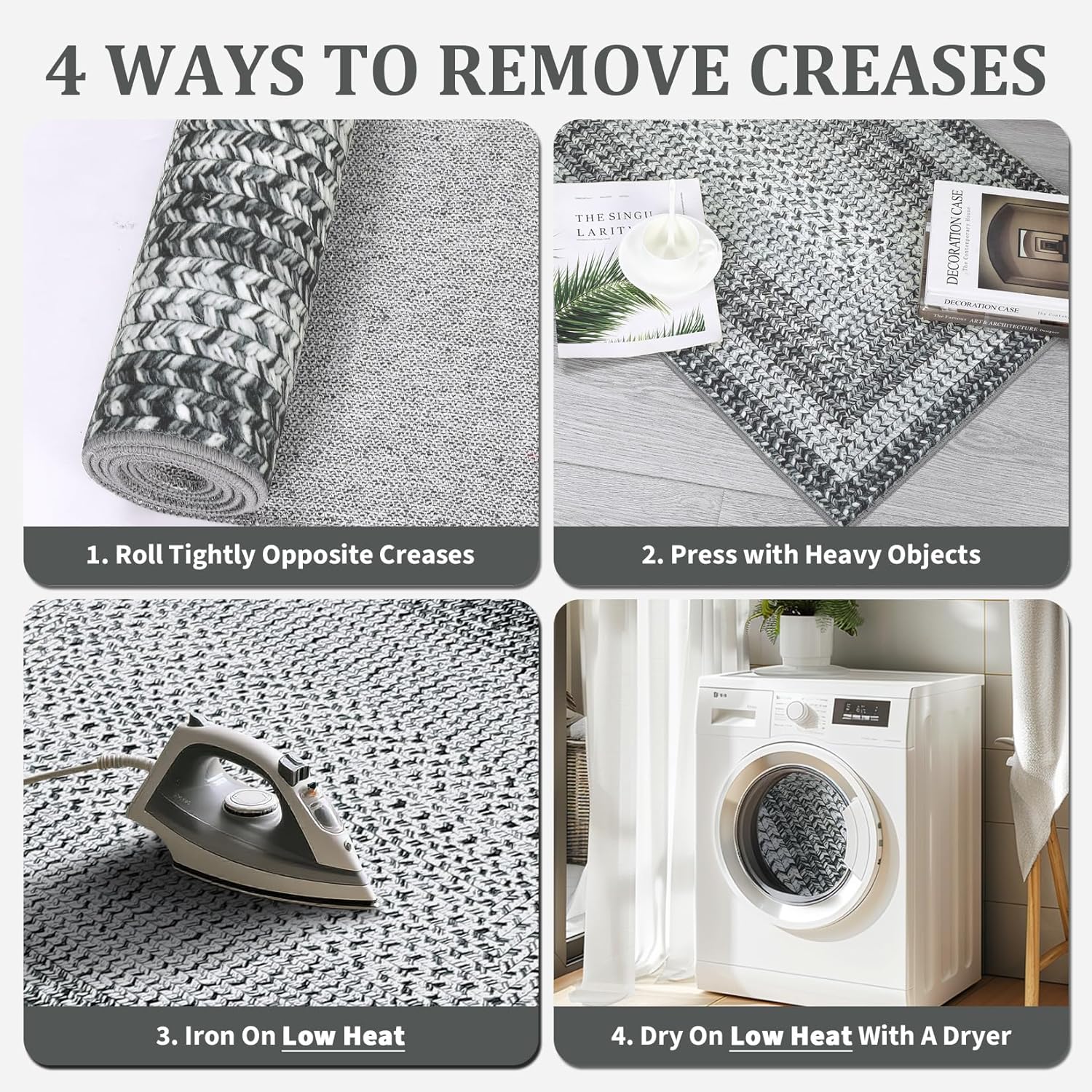 Printed 2x6 Runner Rug with Braided Pattern