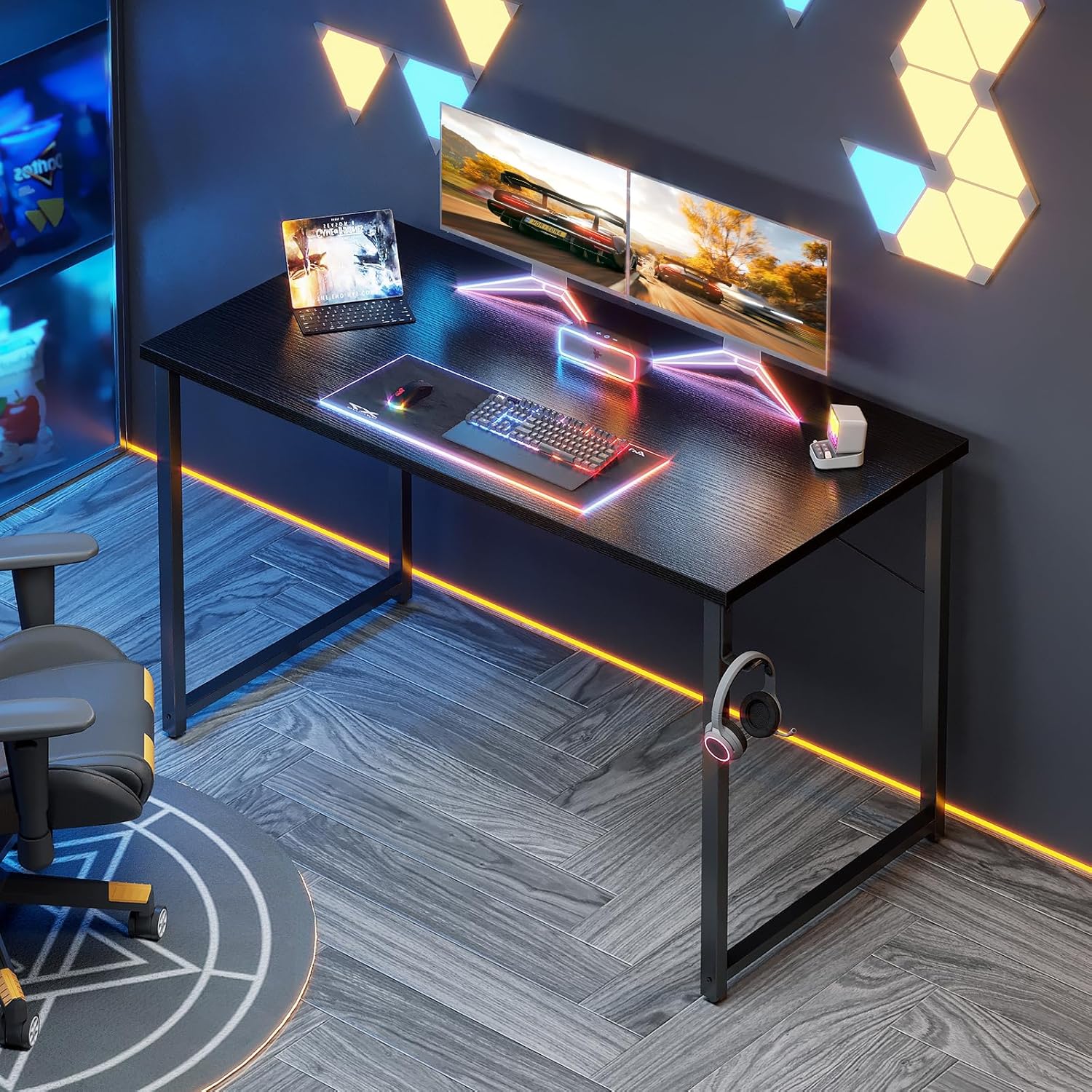48-Inch Computer Desk with Headphone Hooks