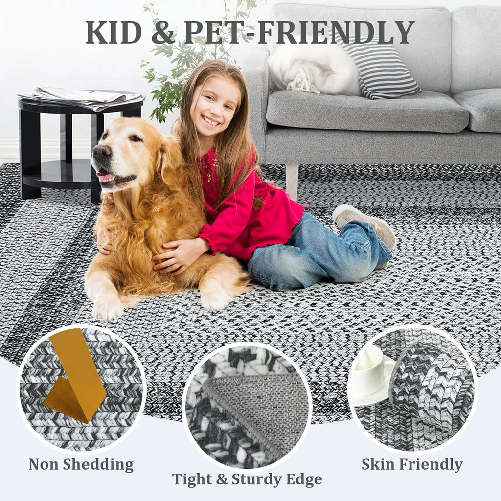 Printed 2x6 Runner Rug with Braided Pattern