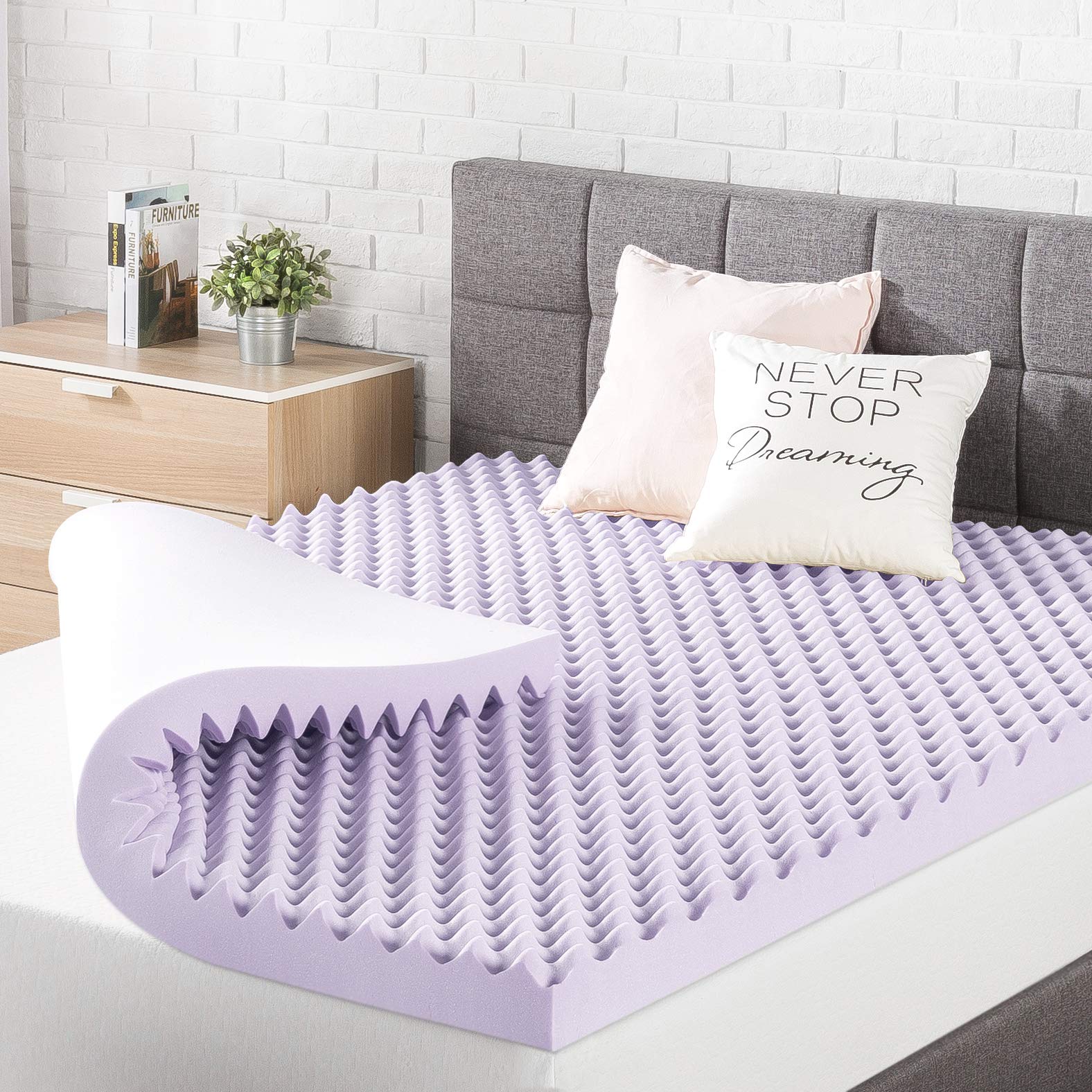 Twin Memory Foam Mattress Topper with Lavender