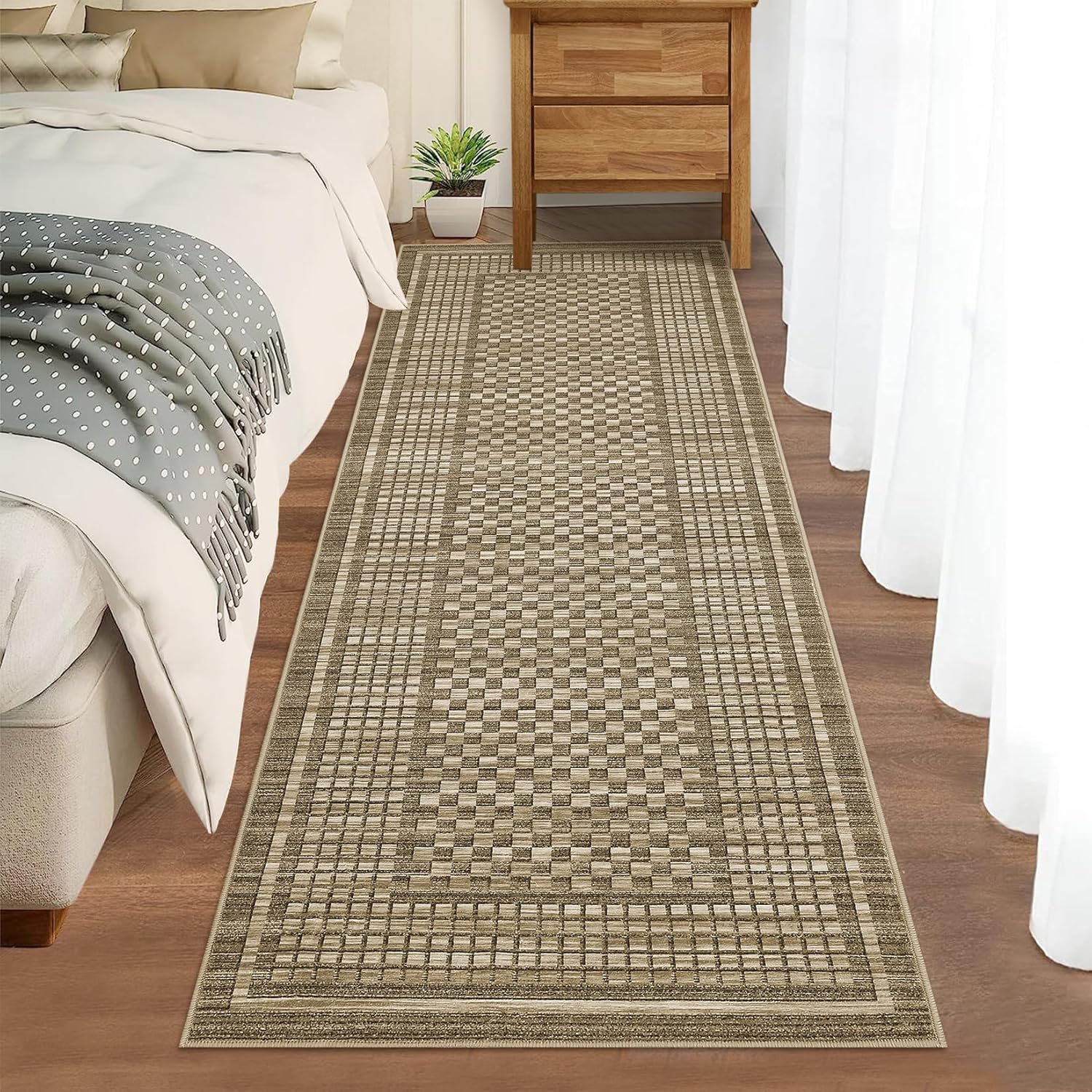 2x6 Checkered Runner Rug - Soft & Non-Slip