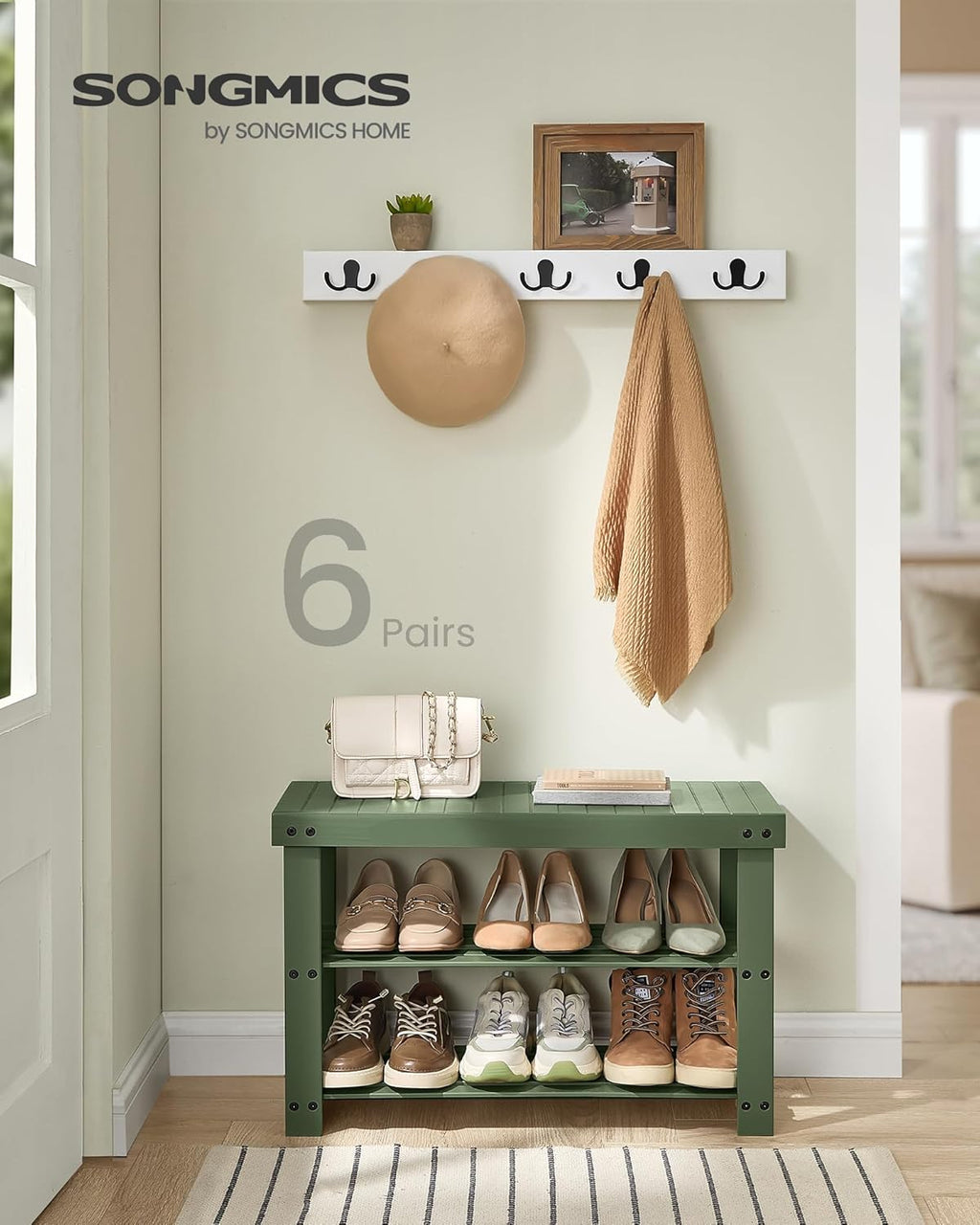 Bamboo Shoe Rack Bench 3-Tier 27.6" Wide
