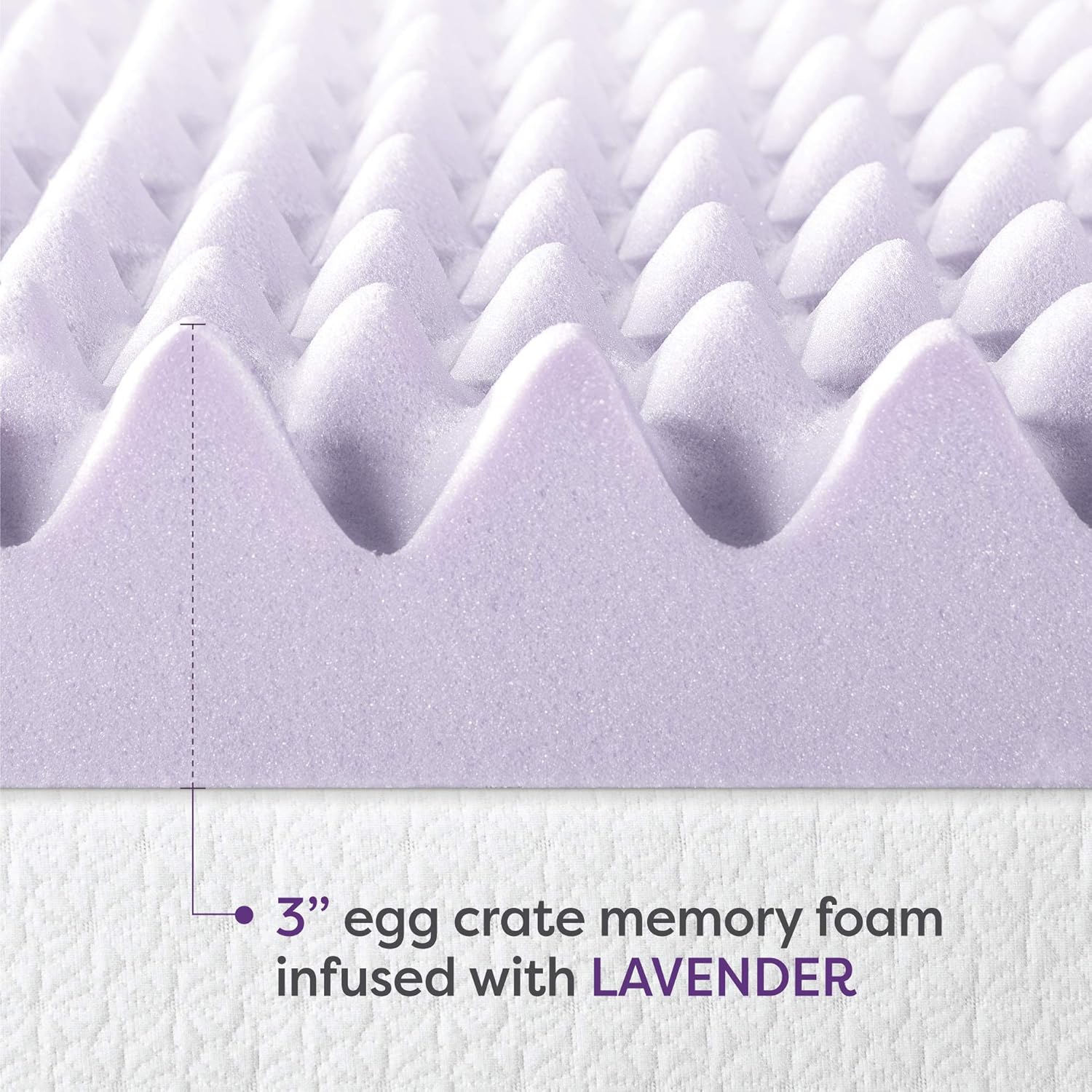 Twin Size 3" Memory Foam Mattress Topper with Lavender