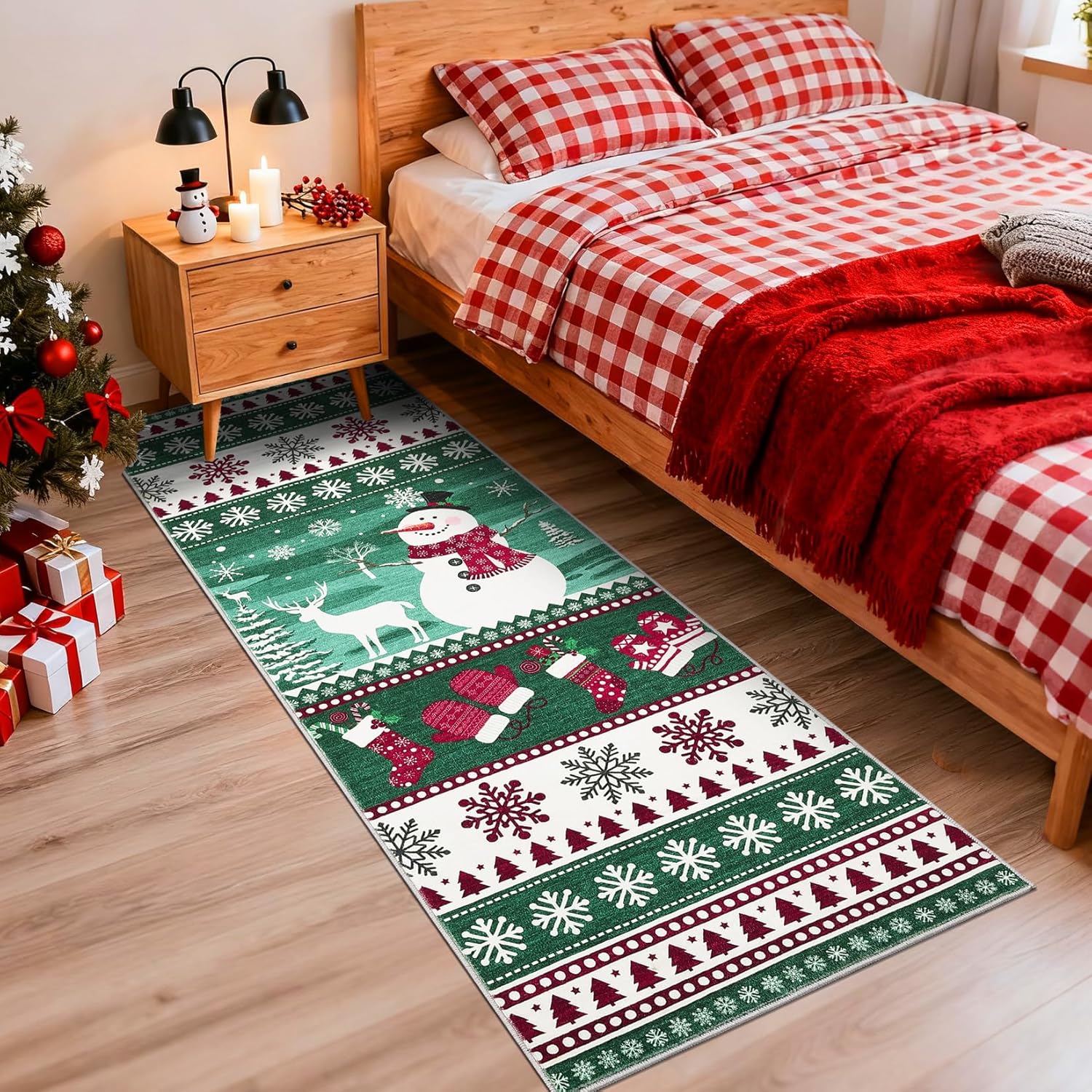 2x6 Christmas Kitchen Rug with Snowman Print