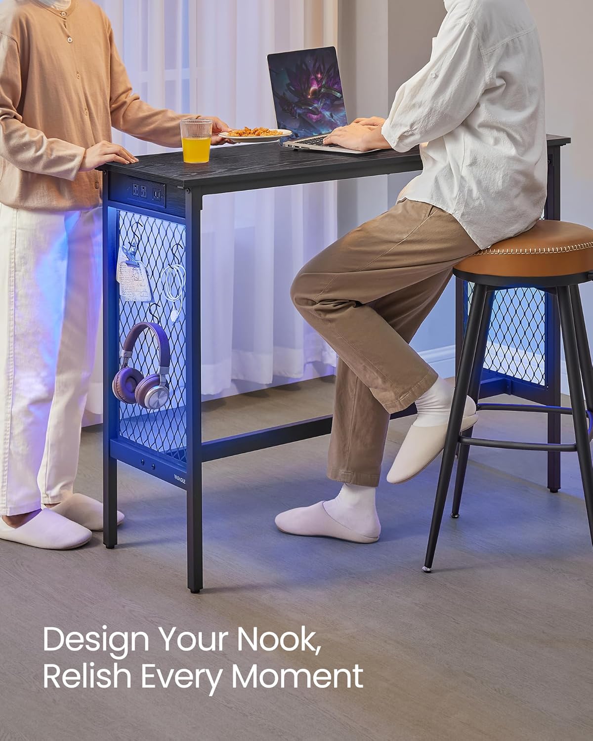 47.2" Tall Bar Table with Power Outlets