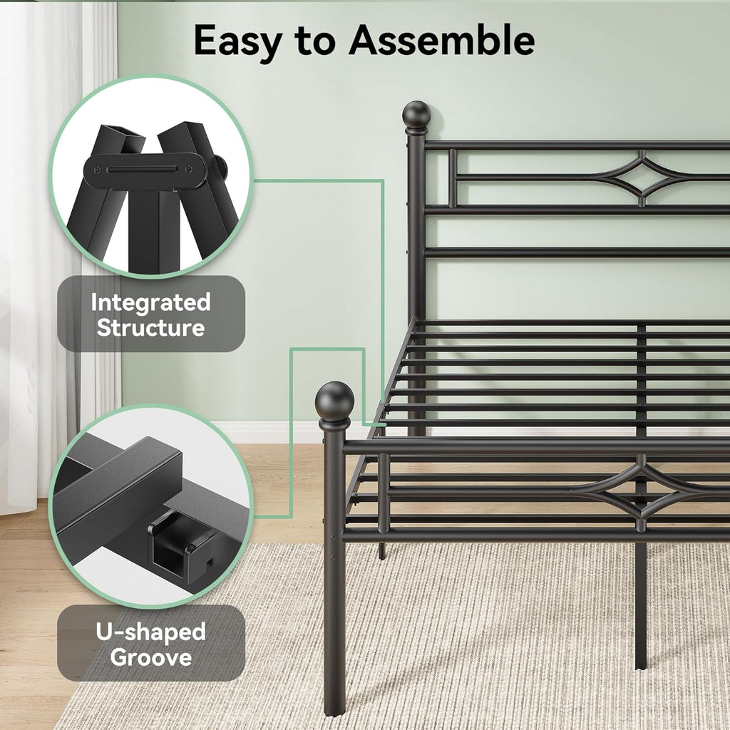 Full Size Metal Bed Frame with Headboard and Footboard