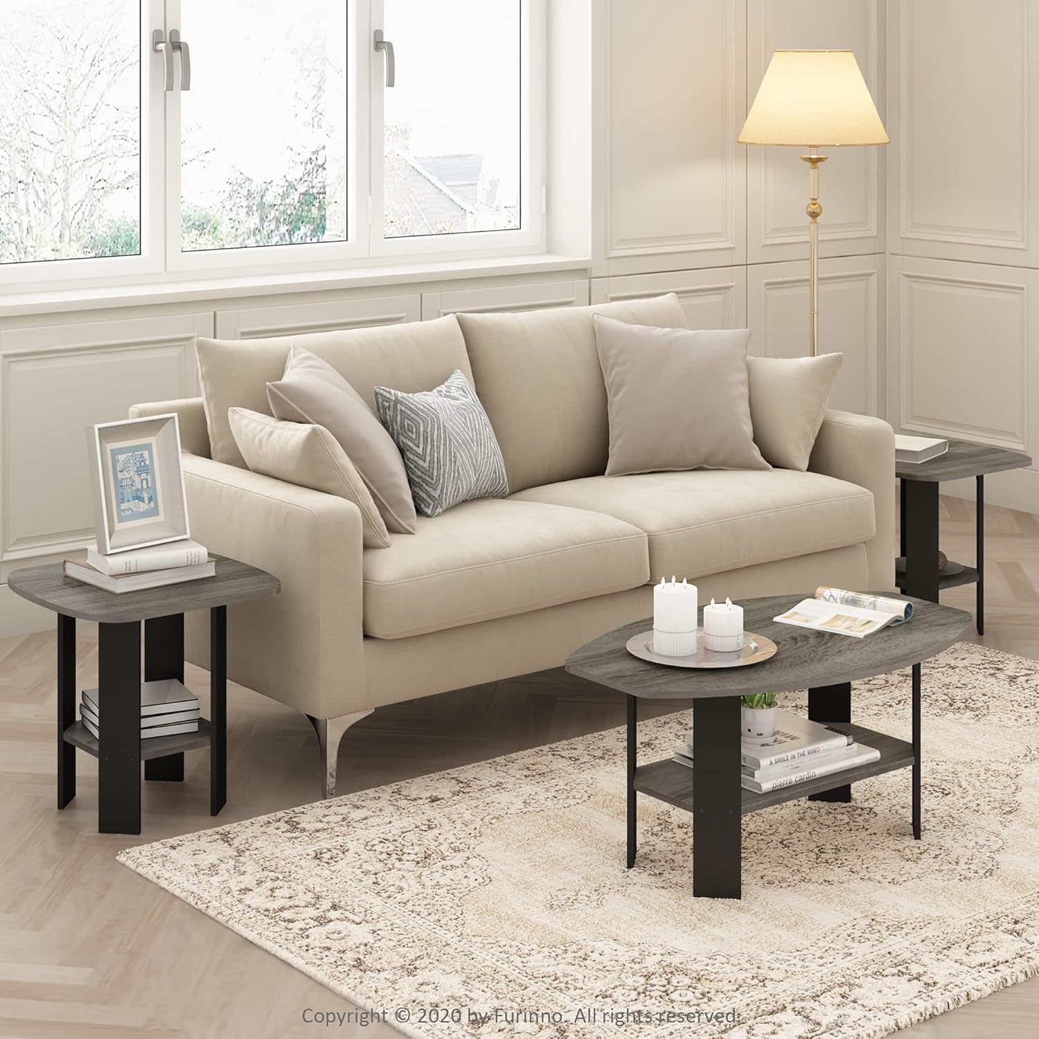 Simple Design Coffee Table - French Oak Grey/Black