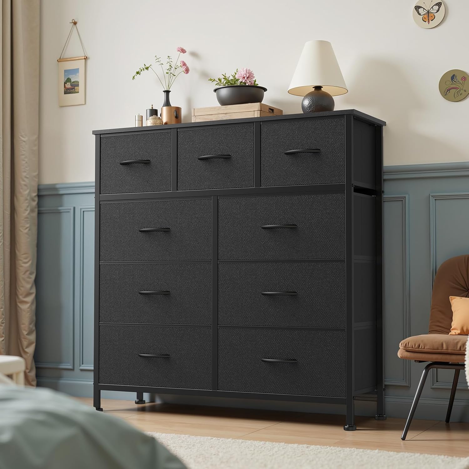 Dresser with 9 Fabric Drawers 39.4"W