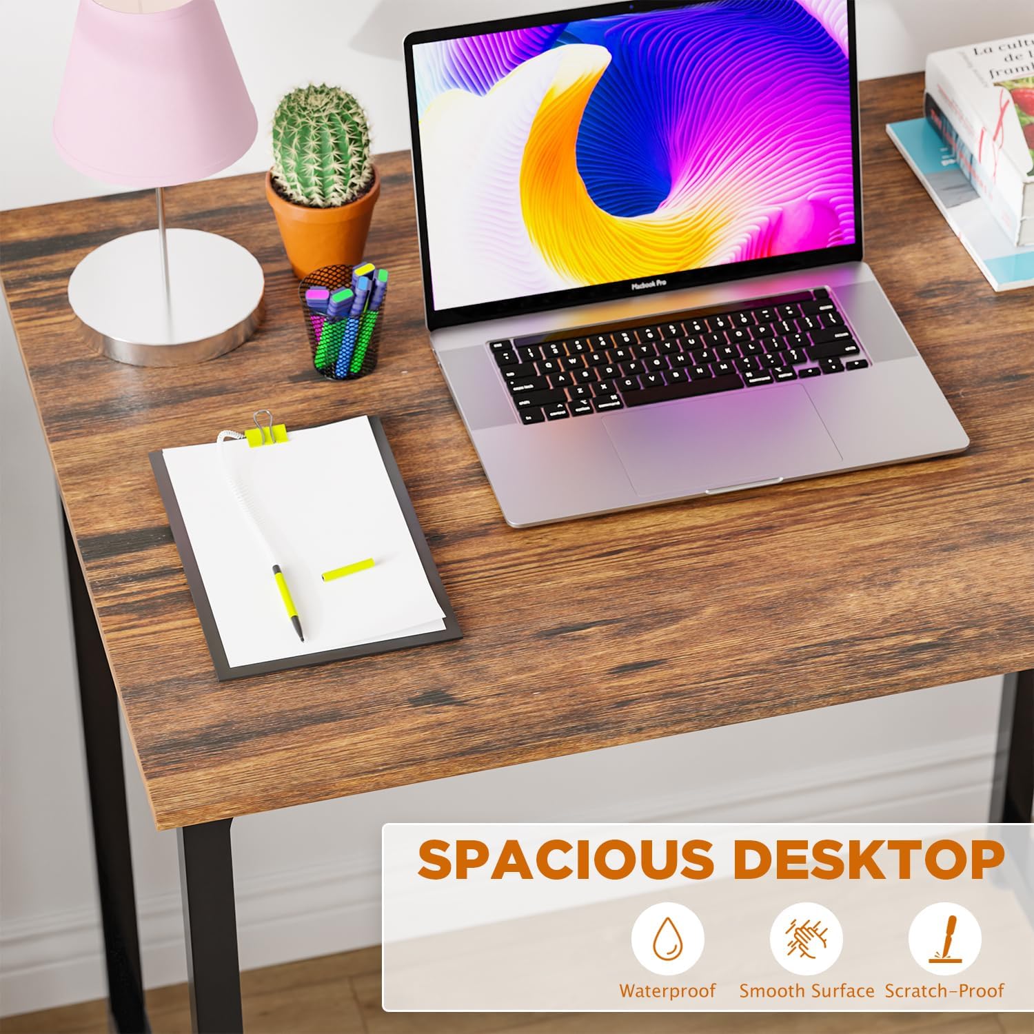 32" Brown Computer Desk with Metal Frame