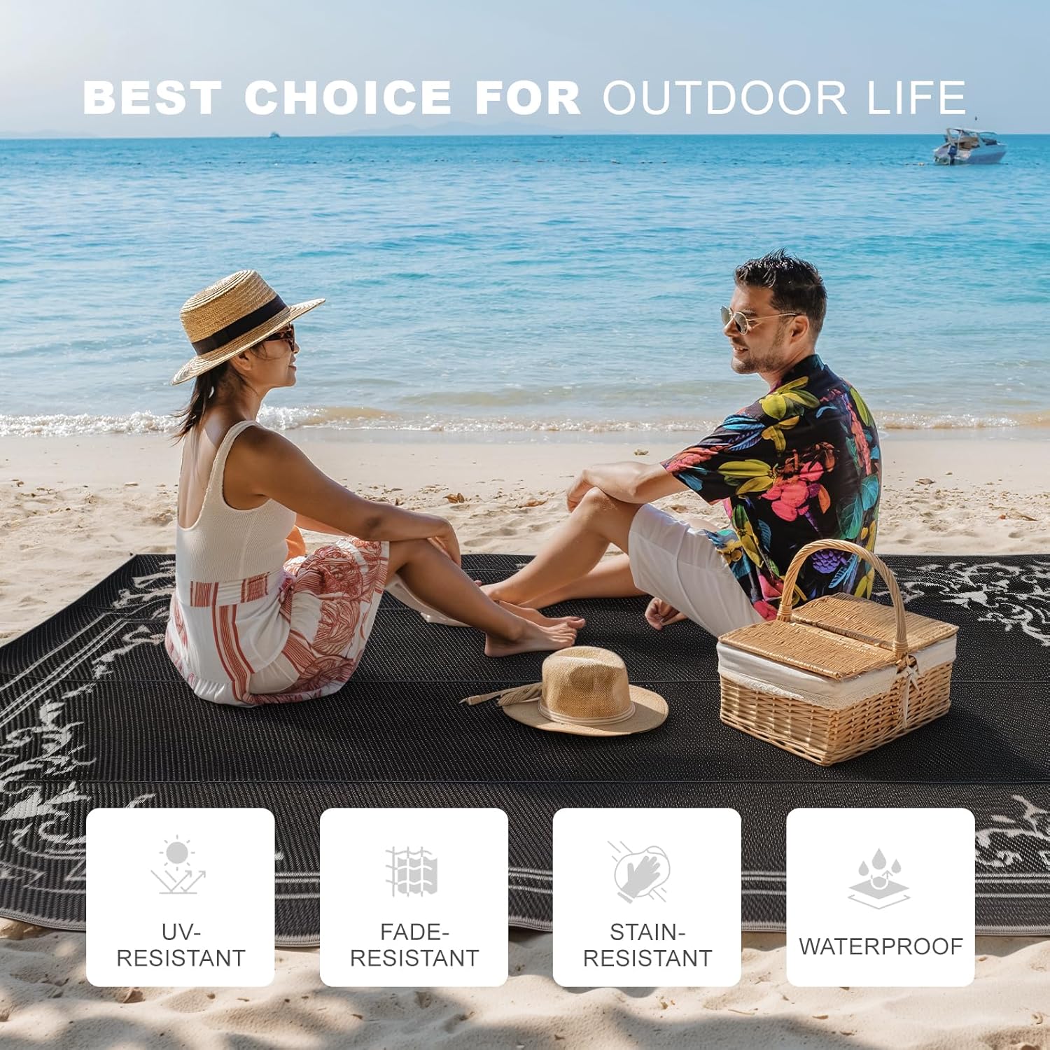 5x8ft Reversible Outdoor Rug