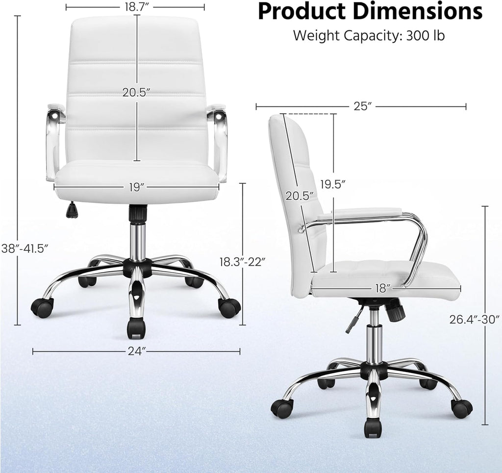 Office Desk Chair with Lumbar Support, White