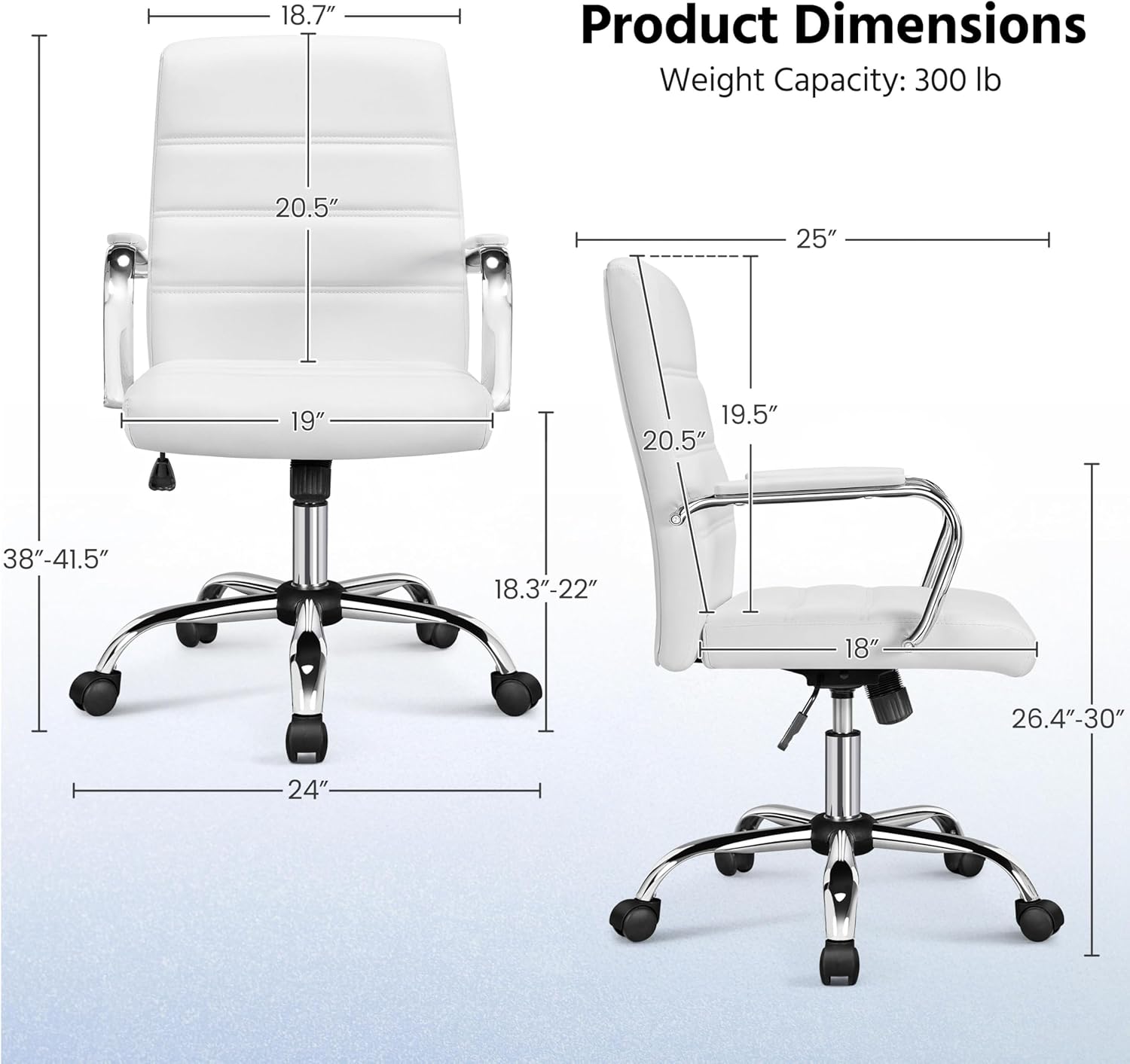 Office Desk Chair with Lumbar Support, White