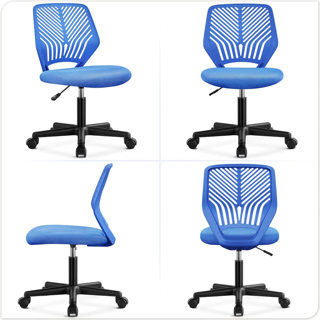 Blue Low-Back Study Chair with Adjustable Height