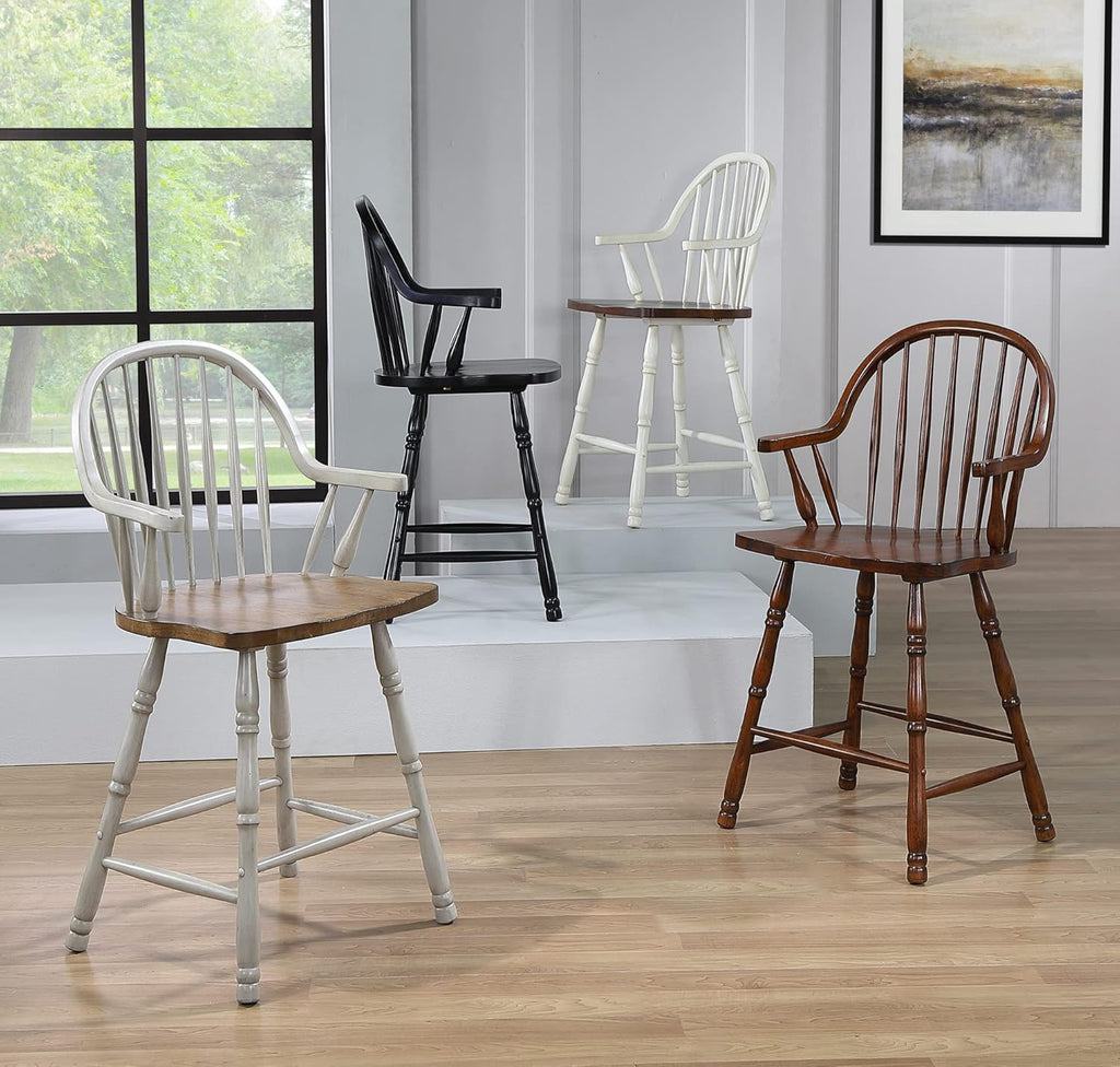 24" Counter Height Windsor Arm Stool Set