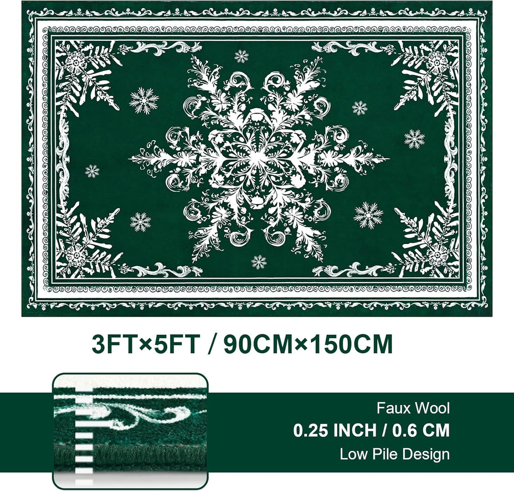 8x10 Christmas Snowflake Area Rug