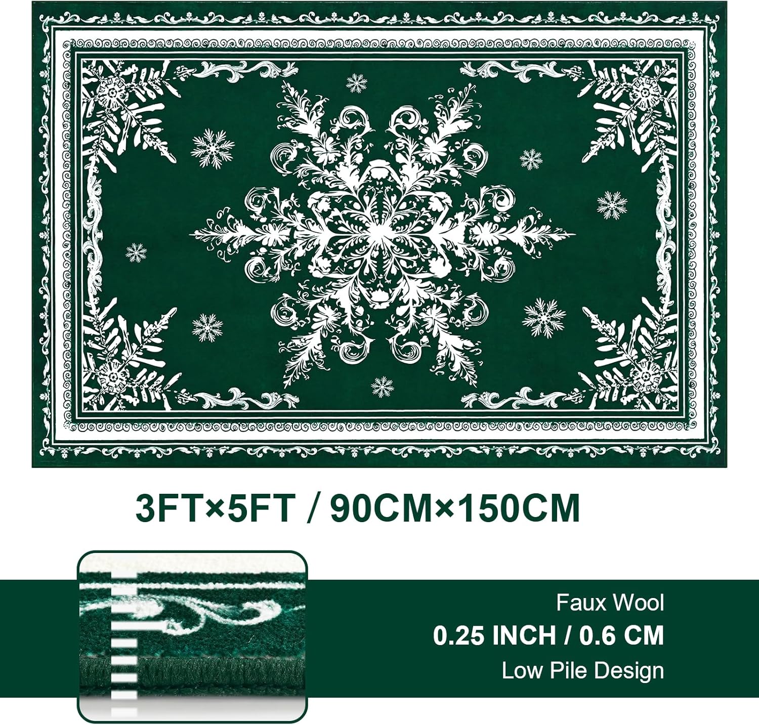 8x10 Christmas Snowflake Area Rug