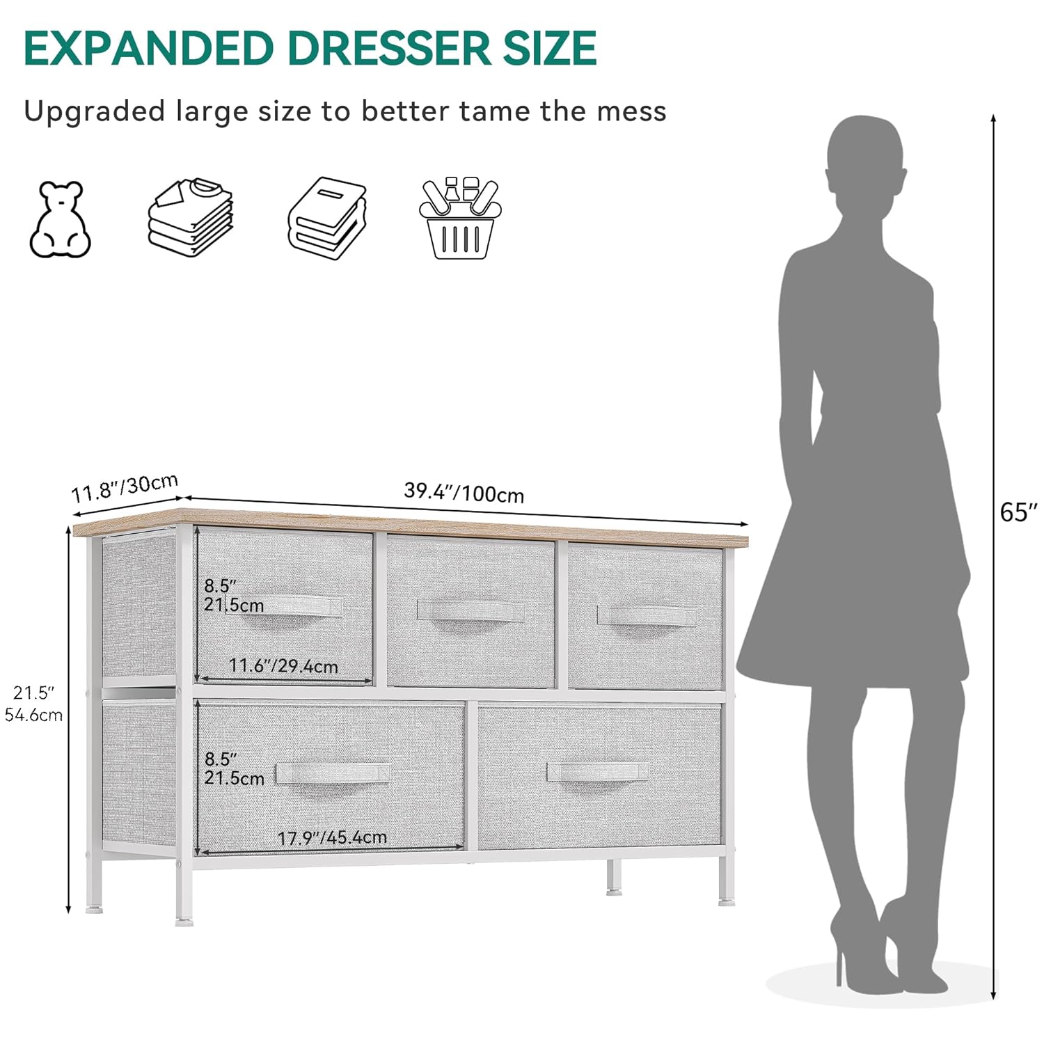 5-Drawer Fabric Storage Dresser